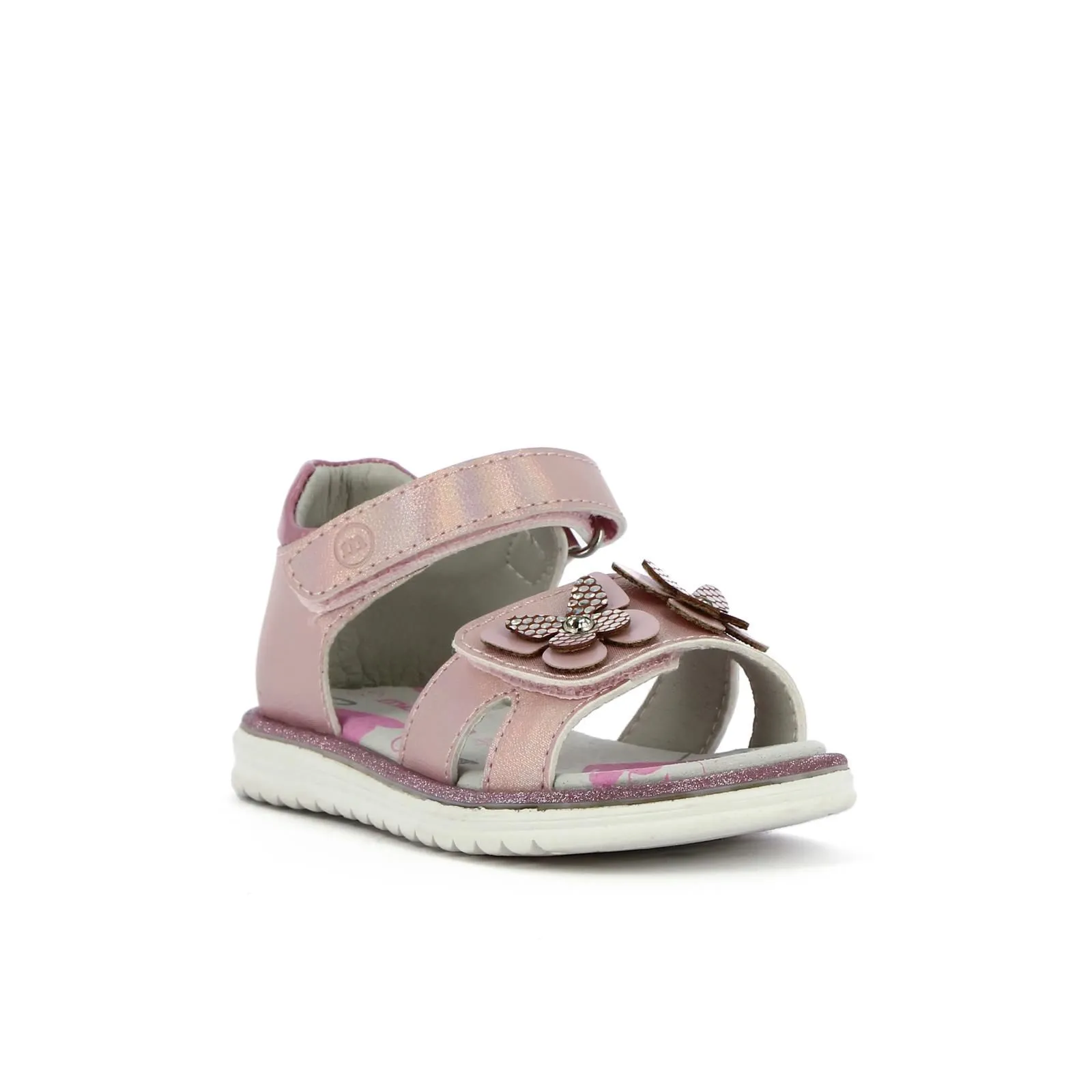 Sandali rosa con velcro glitter e farfalle da bimba