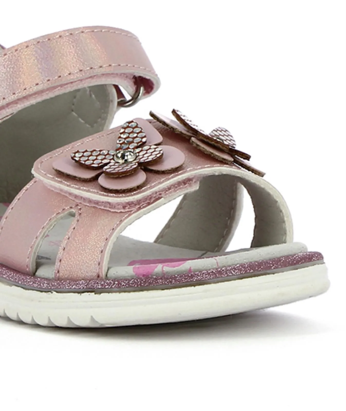 Sandali rosa con velcro glitter e farfalle da bimba