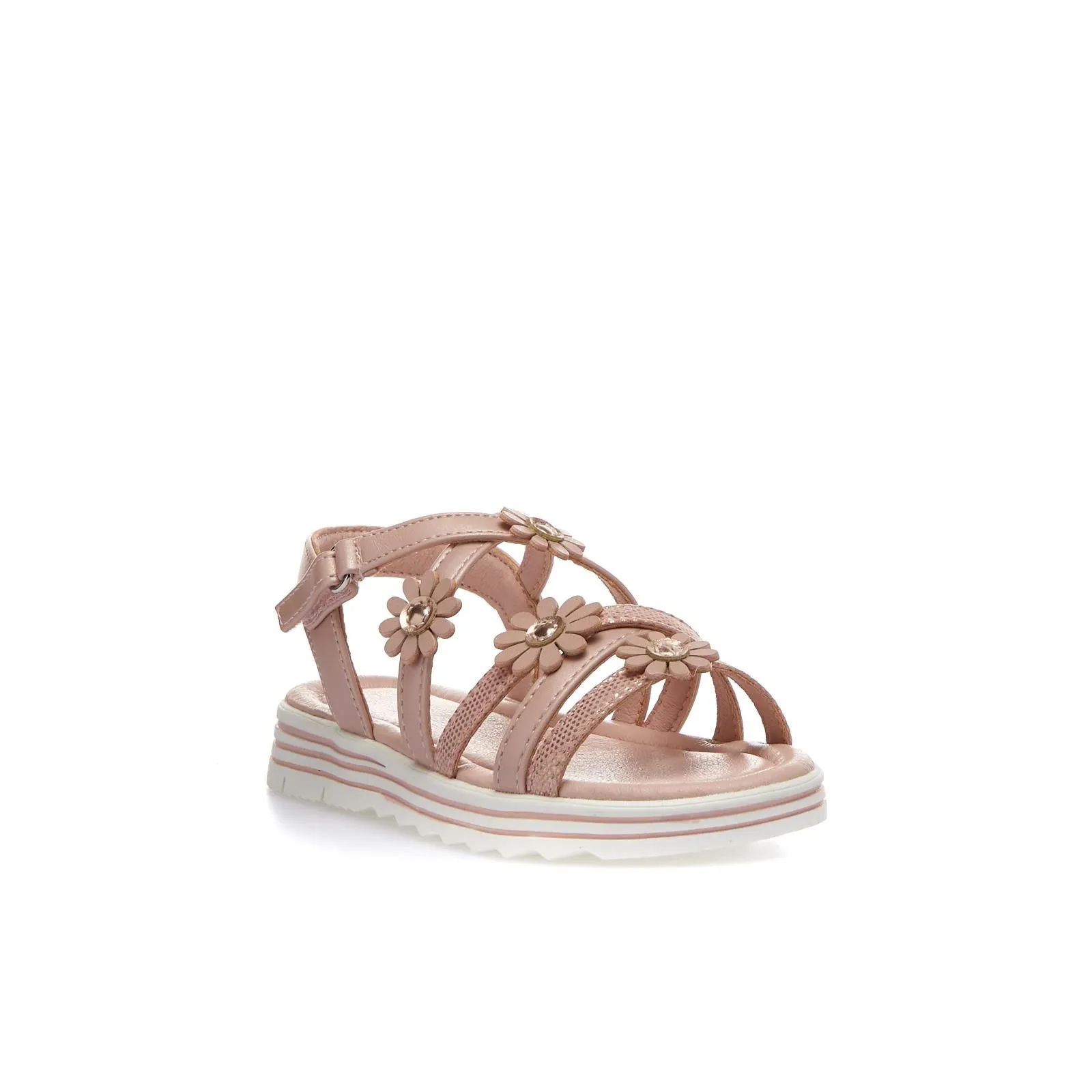 Sandali rosa da bimba con fiorellini e velcro