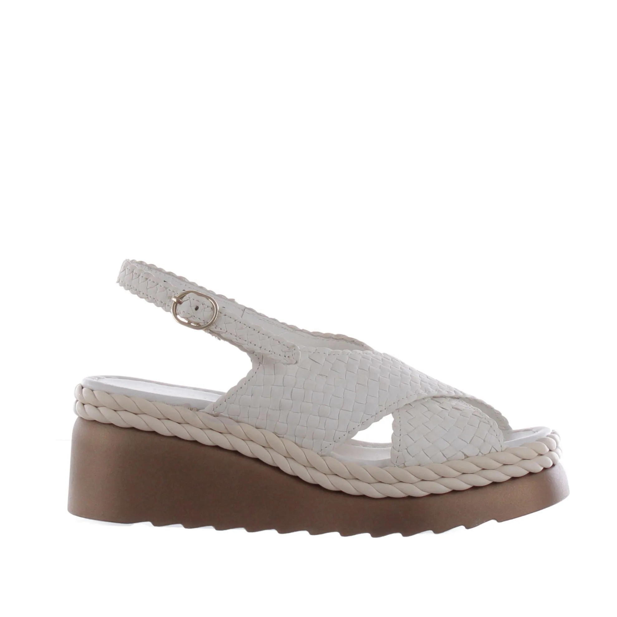 Sandalo ibiza in pelle intrecciata
