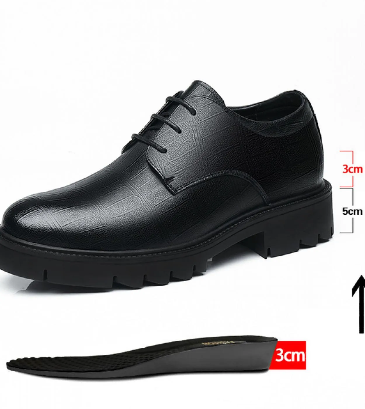 Scarpa sociale Scarpe eleganti da uomo con tacco nascosto Scarpe eleganti da uomo con rialzo in altezza
