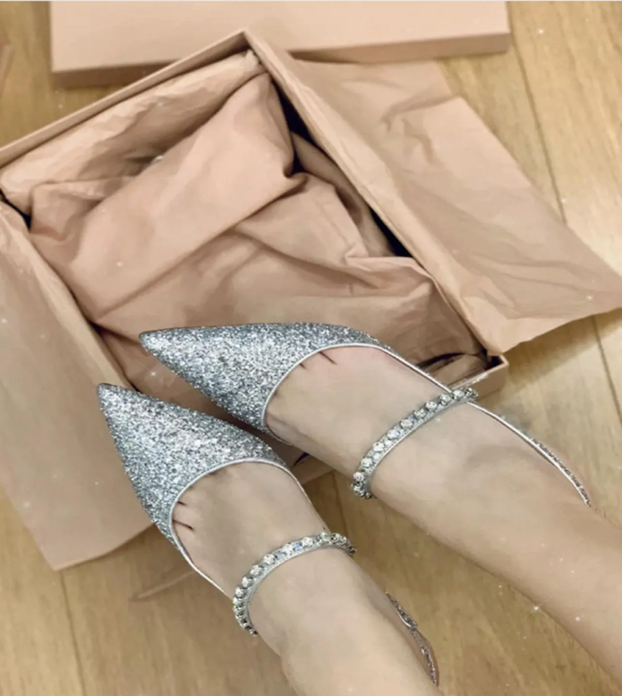 Scarpe con tacco alto da donna Paillettes argento Scarpe singole con bocca bassa Scarpe eleganti da lavoro da donna Décolleté co
