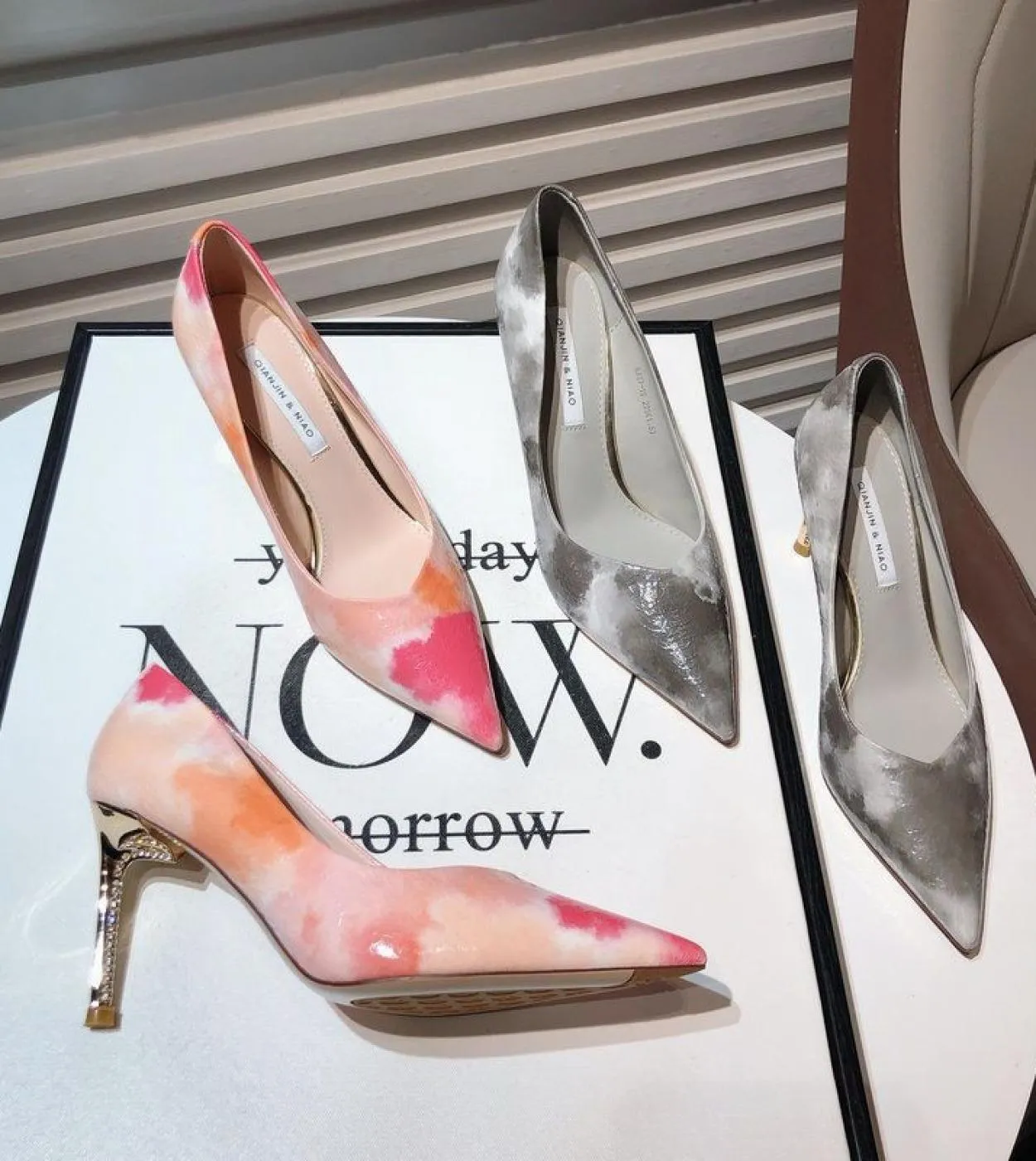 Scarpe con tacco alto Donna Scarpe a punta poco profonde Bellissimi tacchi alti floreali Décolleté con tacco a spillo 711cm Tacc