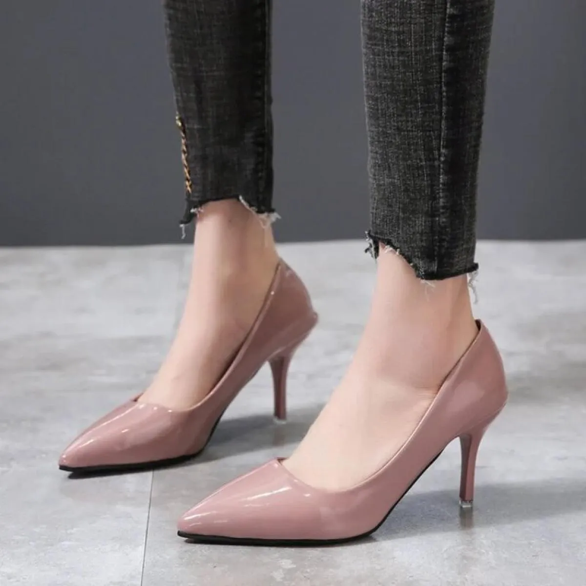 Scarpe con tacco alto Scarpe da donna Décolleté classici in pelle verniciata con testa a punta Scarpe Paltform Scarpe da donna e