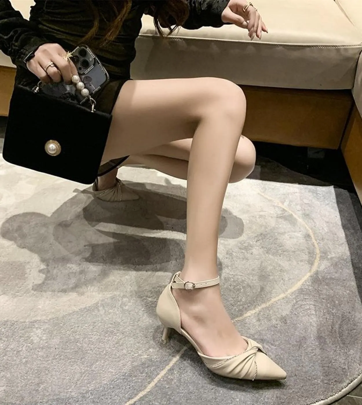 Scarpe Donna Décolleté Scarpe con tacco alto Donna Scarpe in pelle Pu Donna Tacchi con fiocco Scarpe da donna Sandali da donna e