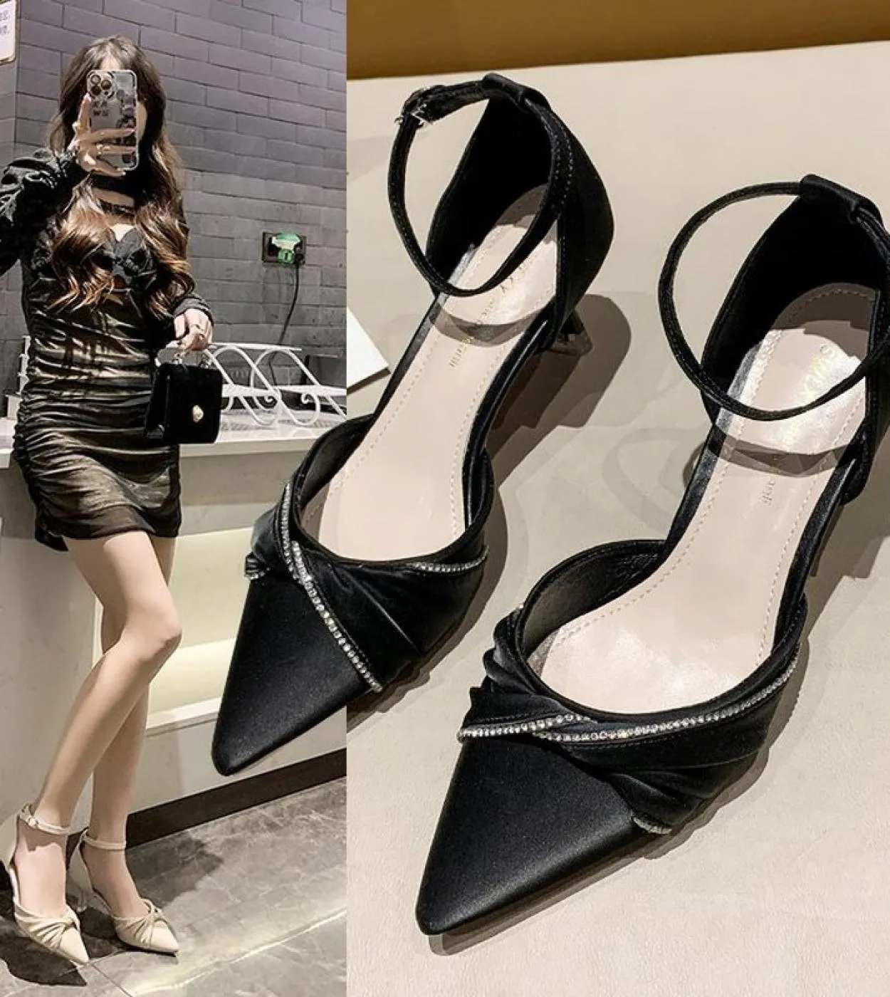 Scarpe Donna Décolleté Scarpe con tacco alto Donna Scarpe in pelle Pu Donna Tacchi con fiocco Scarpe da donna Sandali da donna e