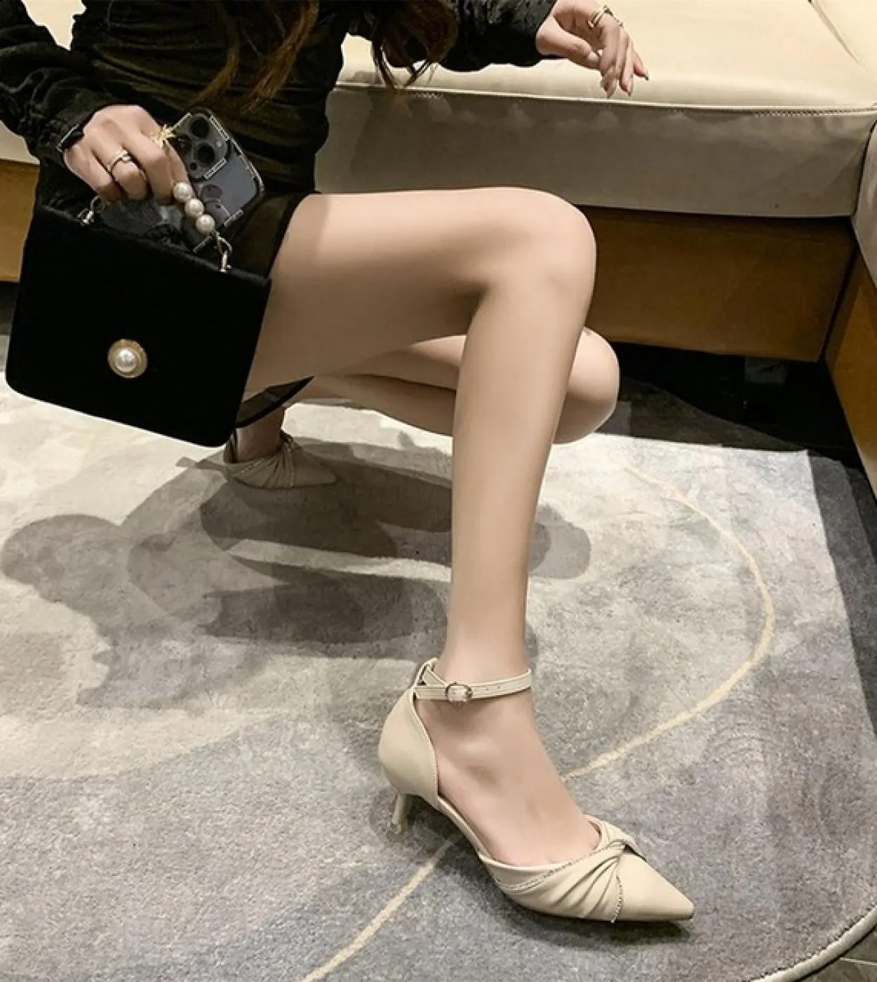 Scarpe Donna Décolleté Scarpe con tacco alto Donna Scarpe in pelle Pu Donna Tacchi con fiocco Scarpe da donna Sandali da donna e
