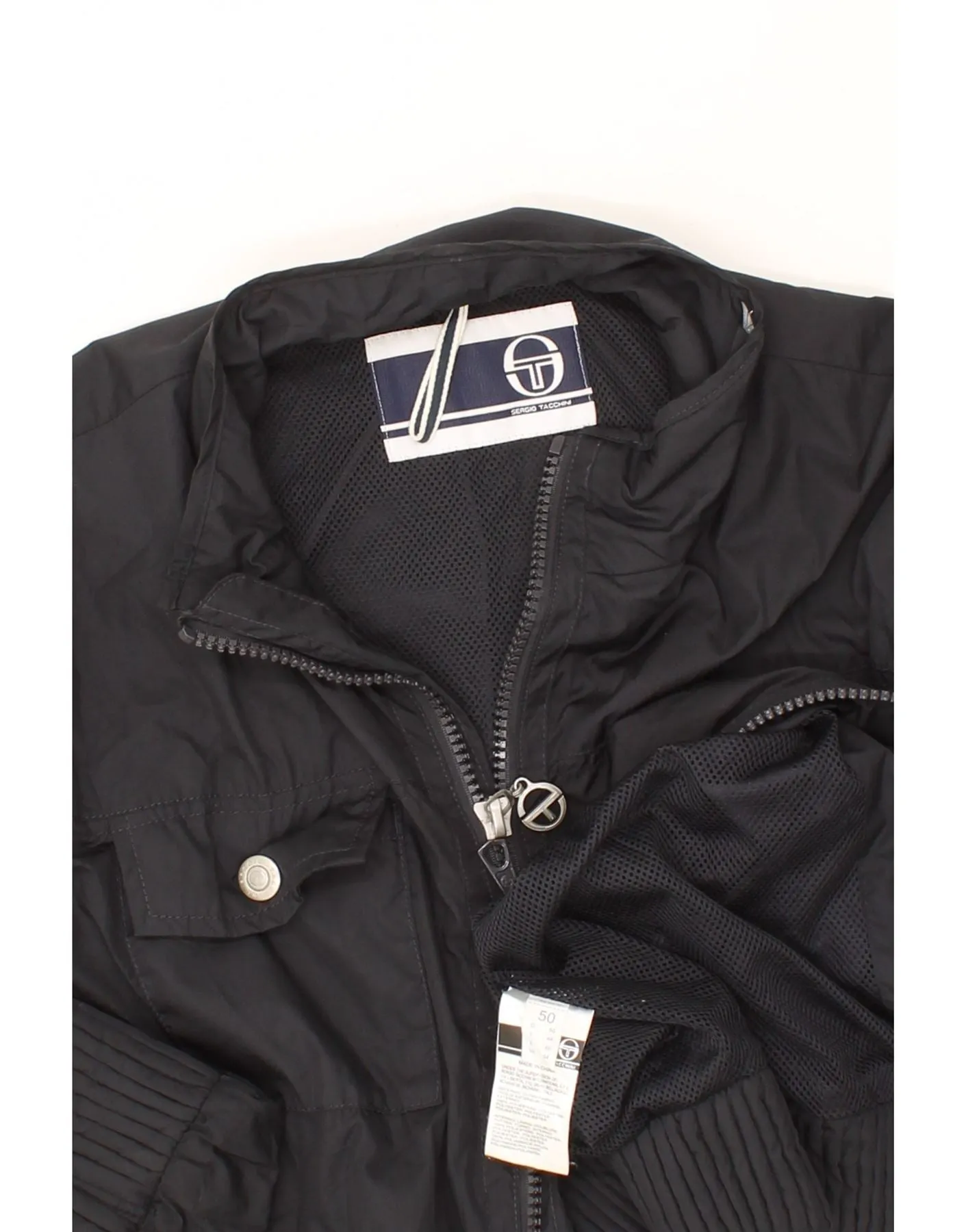 SERGIO TACCHINI Mens Bomber Jacket IT 50 Large Black Polyester