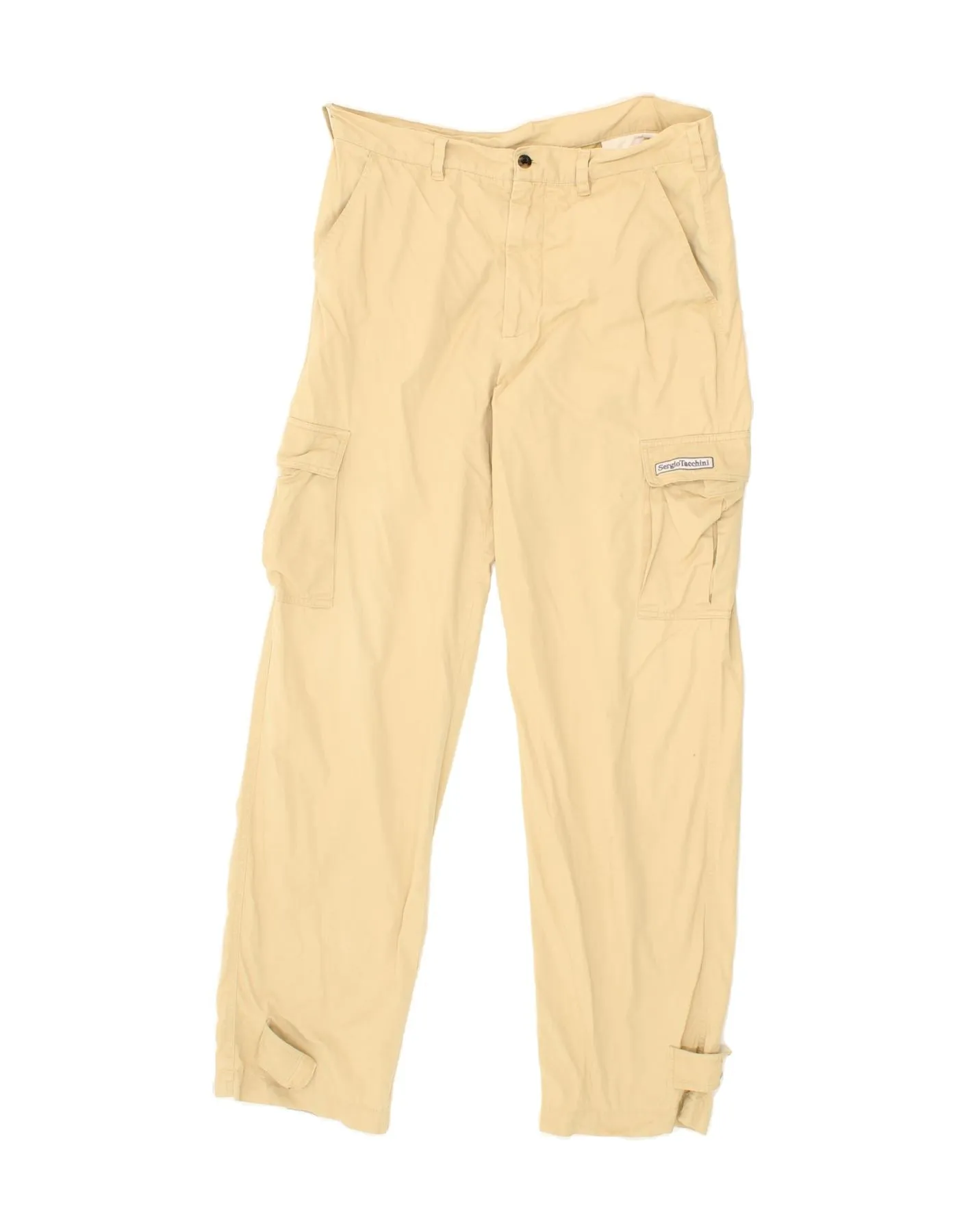 SERGIO TACCHINI Mens Straight Cargo Trousers IT 52 XL W36 L33 Yellow