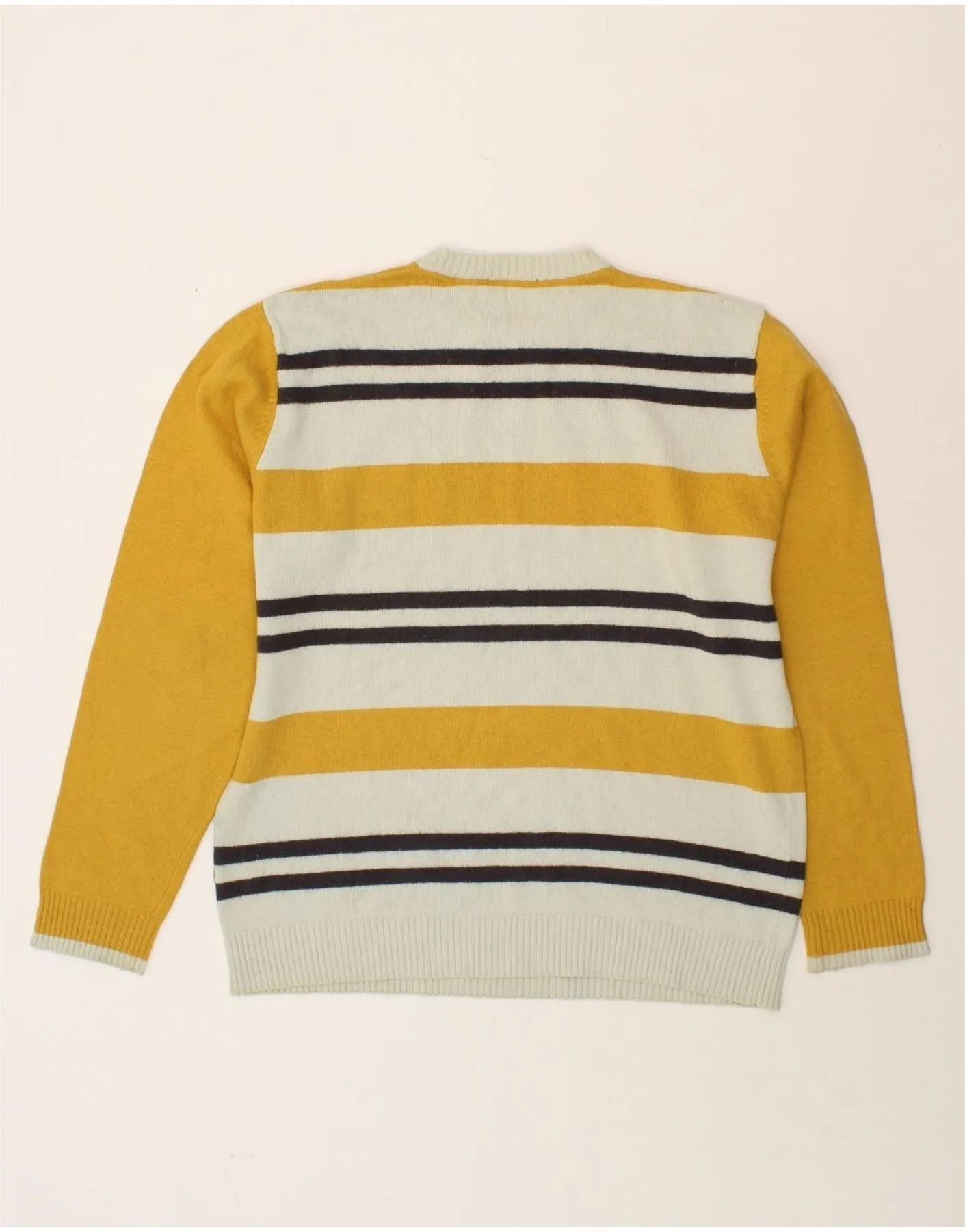 SERGIO TACCHINI Womens Crew Neck Jumper Sweater UK 18 XL Yellow Striped