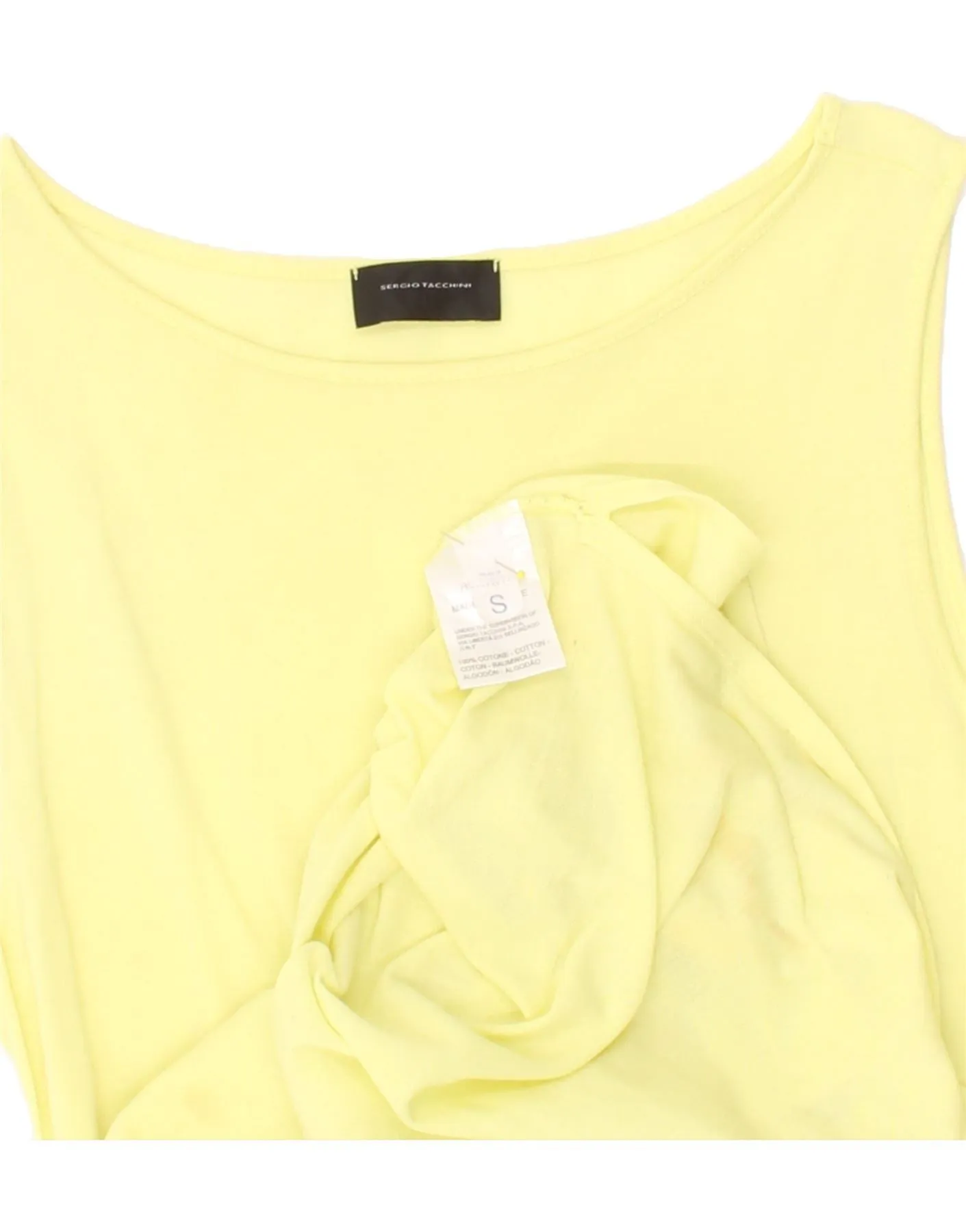 SERGIO TACCHINI Womens Sleeveless Basic Dress UK 10 Small Yellow Cotton