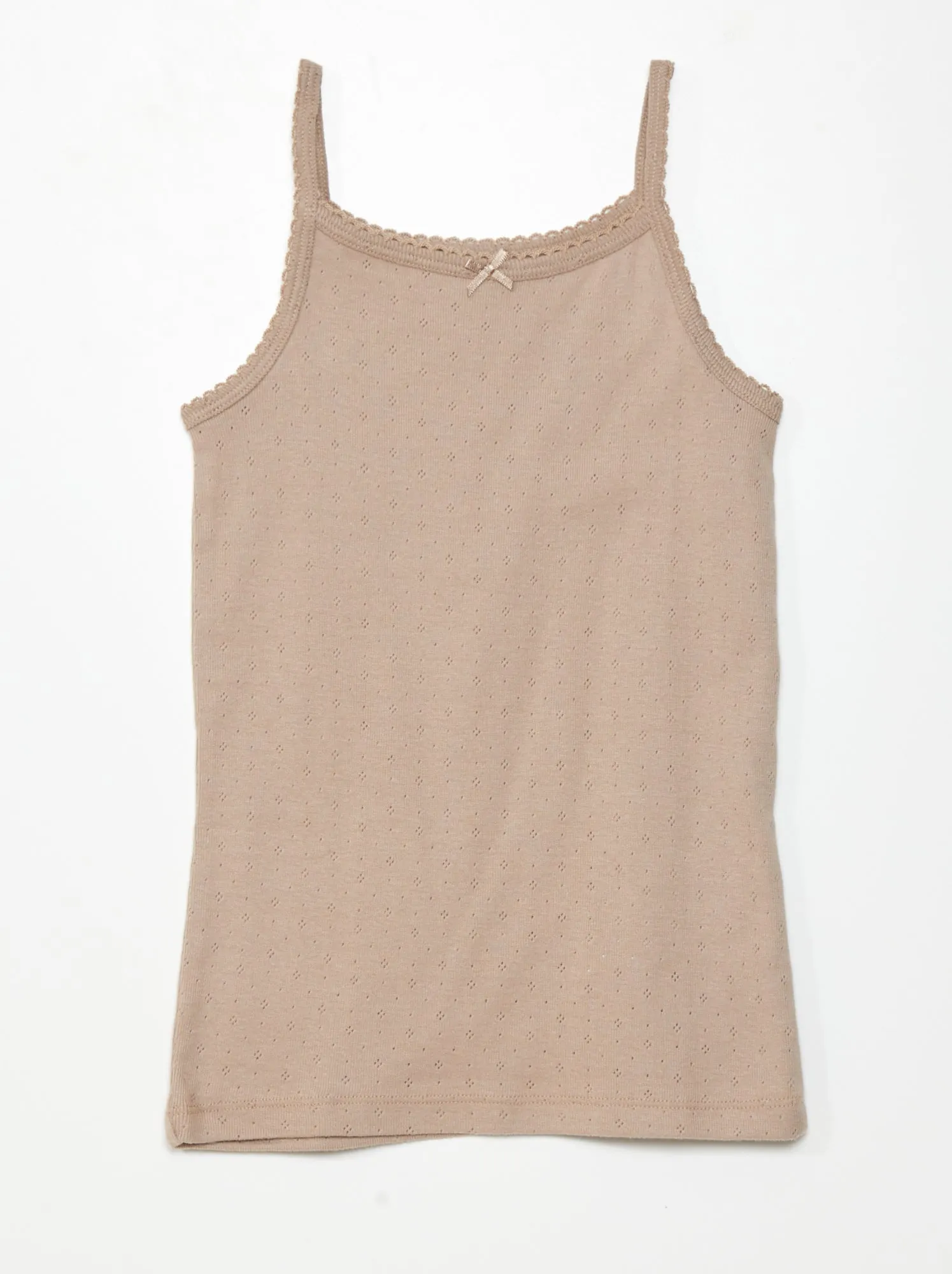 Set di 3 canotte in maglia pointelle - BEIGE