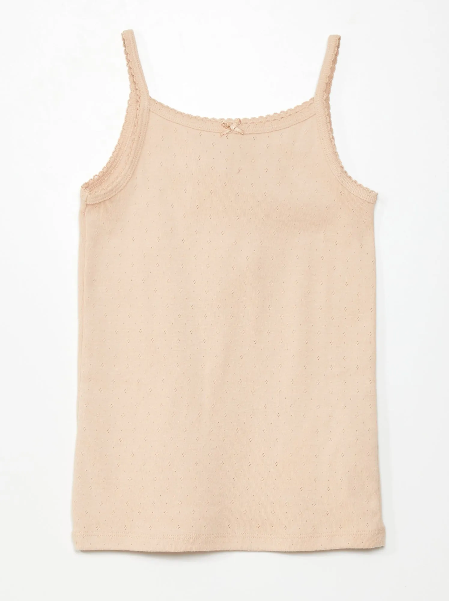 Set di 3 canotte in maglia pointelle - BEIGE