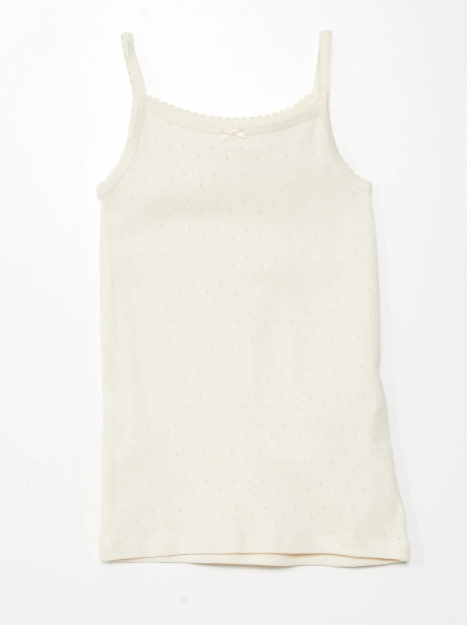 Set di 3 canotte in maglia pointelle - BEIGE