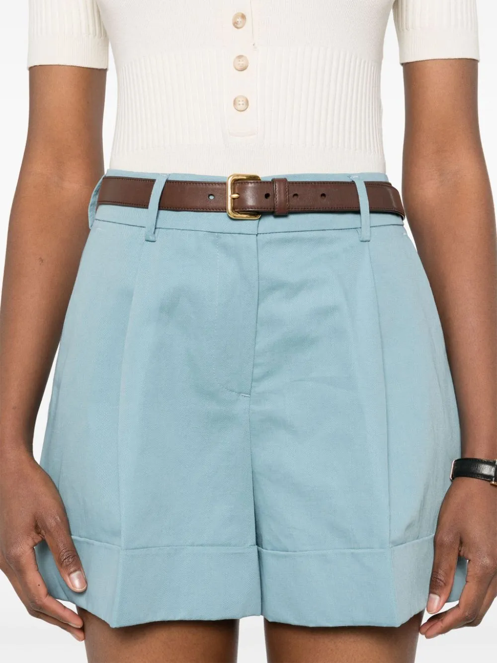 Shorts con pieghe in blu di PT01 - donna