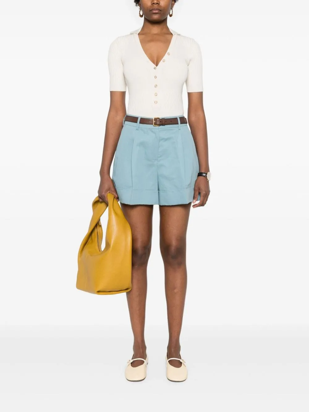 Shorts con pieghe in blu di PT01 - donna