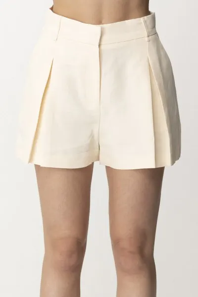 Shorts in misto lino con pieghe PARCHMENT