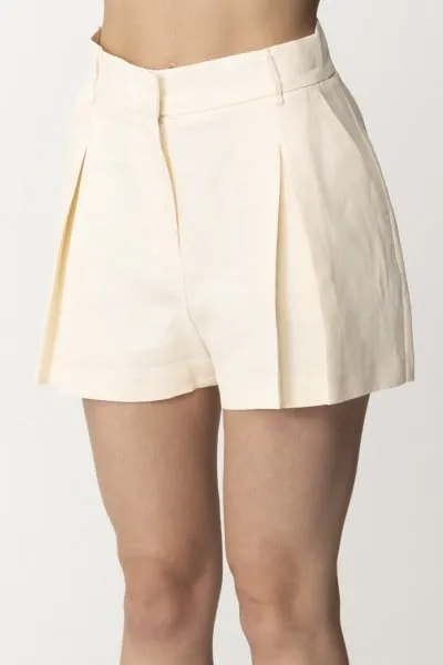 Shorts in misto lino con pieghe PARCHMENT