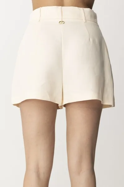 Shorts in misto lino con pieghe PARCHMENT