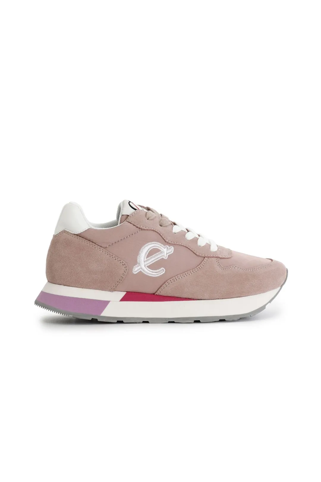 sneakers in pelle scamosciata e tessuto cipria