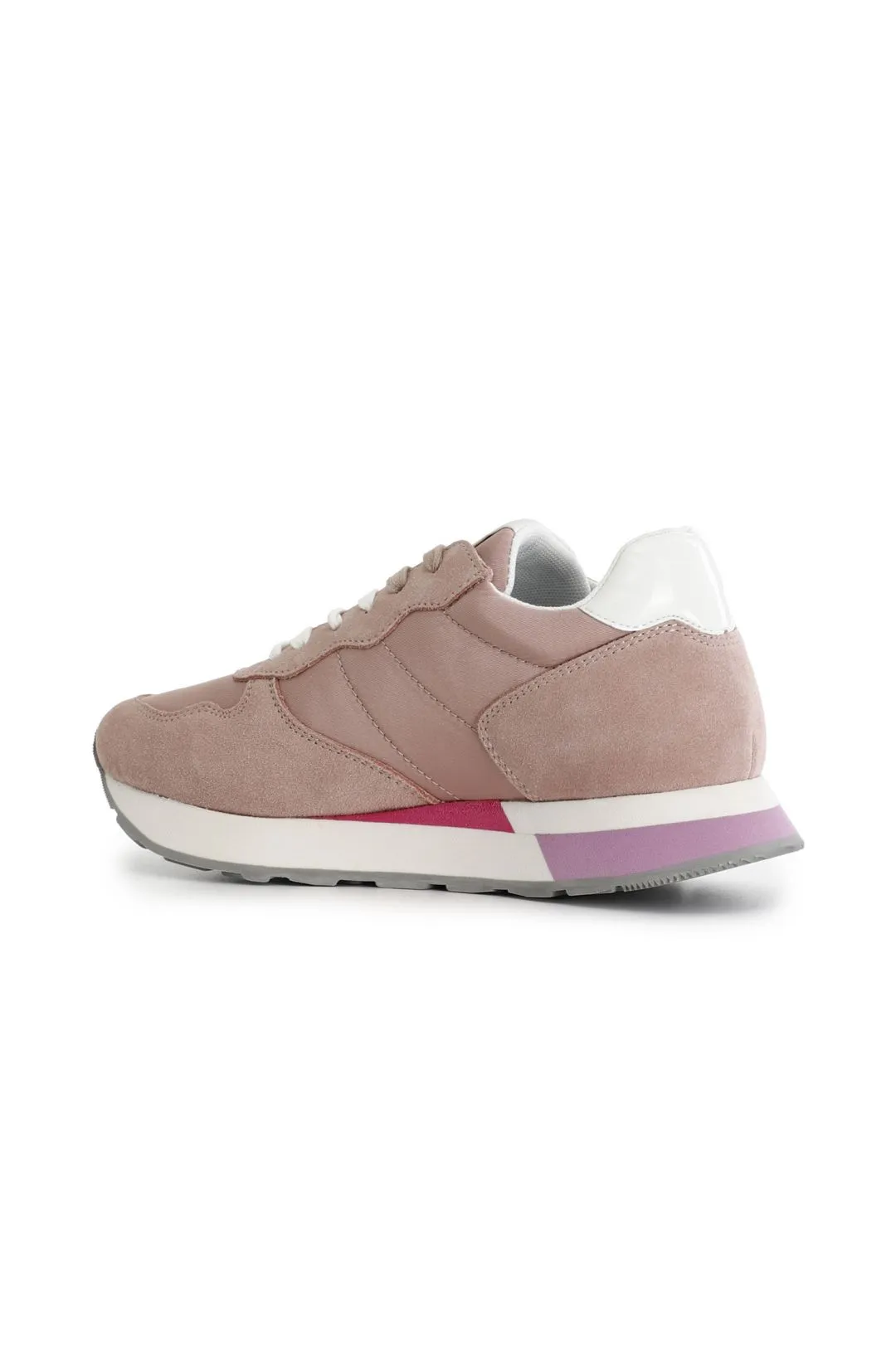 sneakers in pelle scamosciata e tessuto cipria
