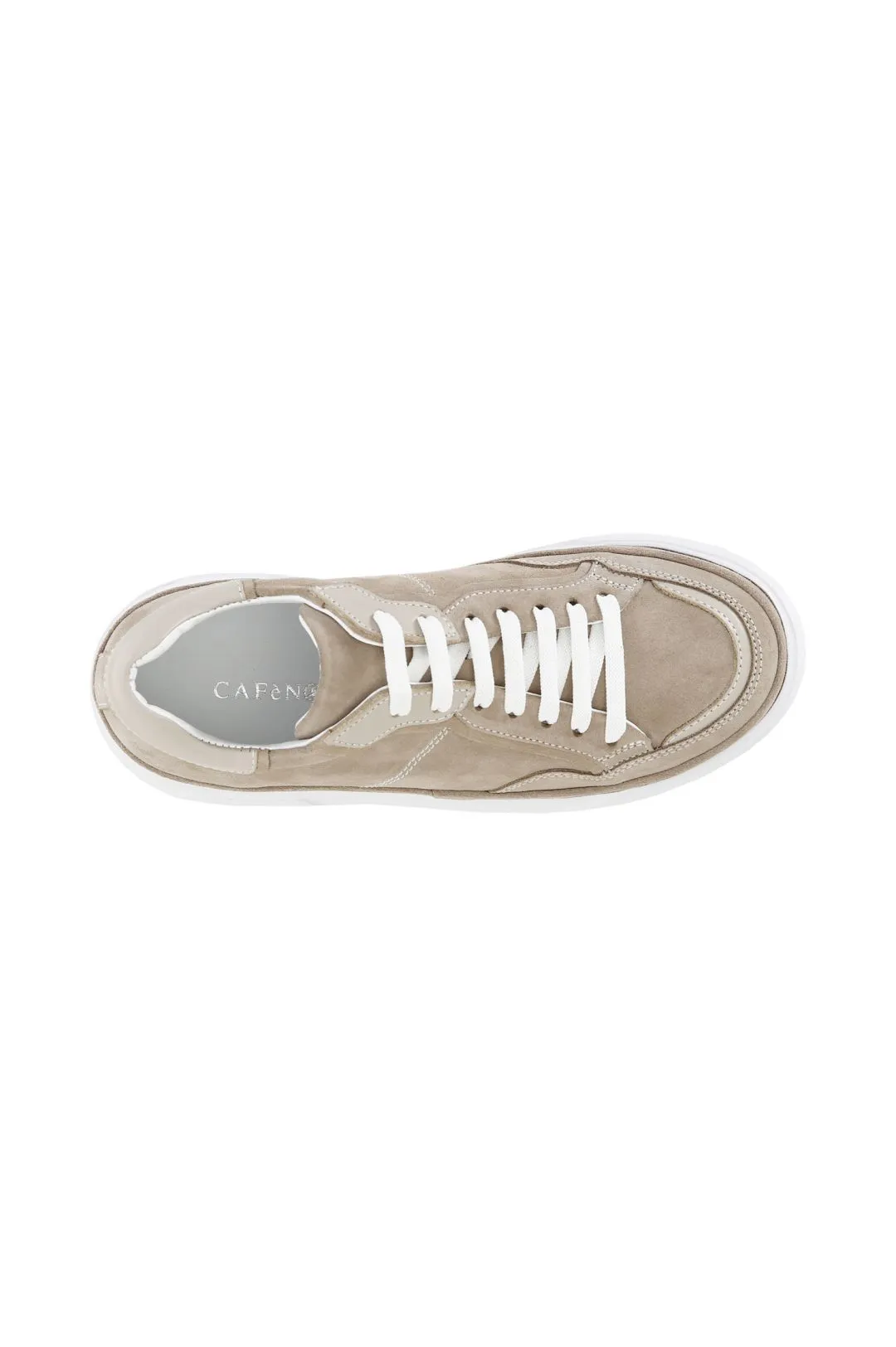 sneakers in pelle scamosciata monocolore con suola a cassetta taupe