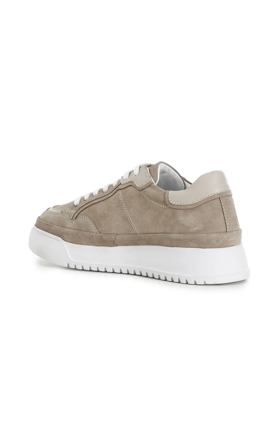 sneakers in pelle scamosciata monocolore con suola a cassetta taupe