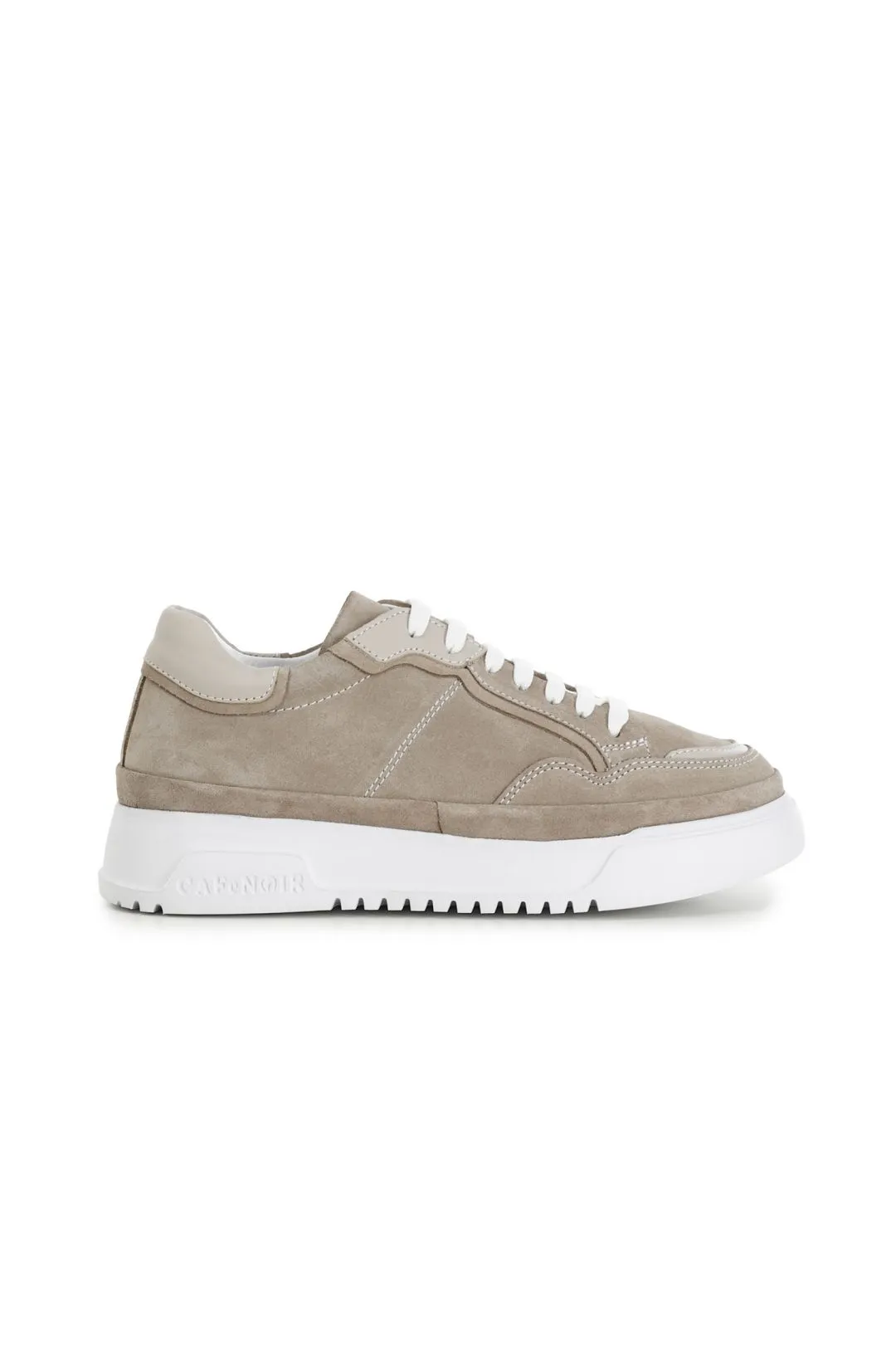 sneakers in pelle scamosciata monocolore con suola a cassetta taupe