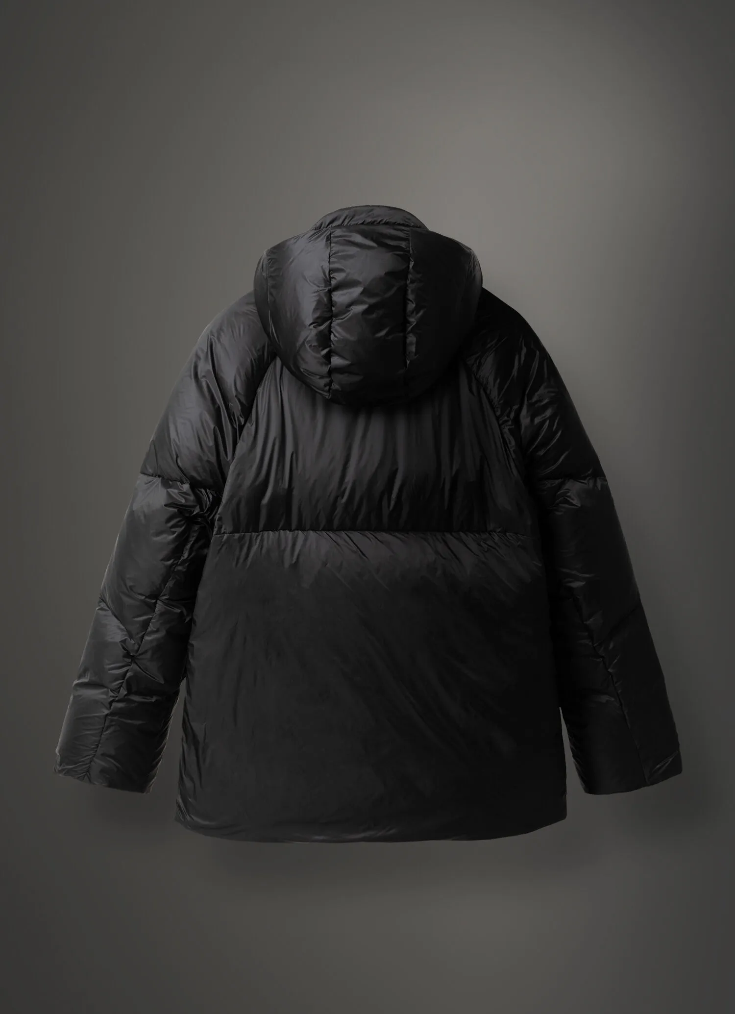 Solid-colour parka-style down jacket in mini rip-stop