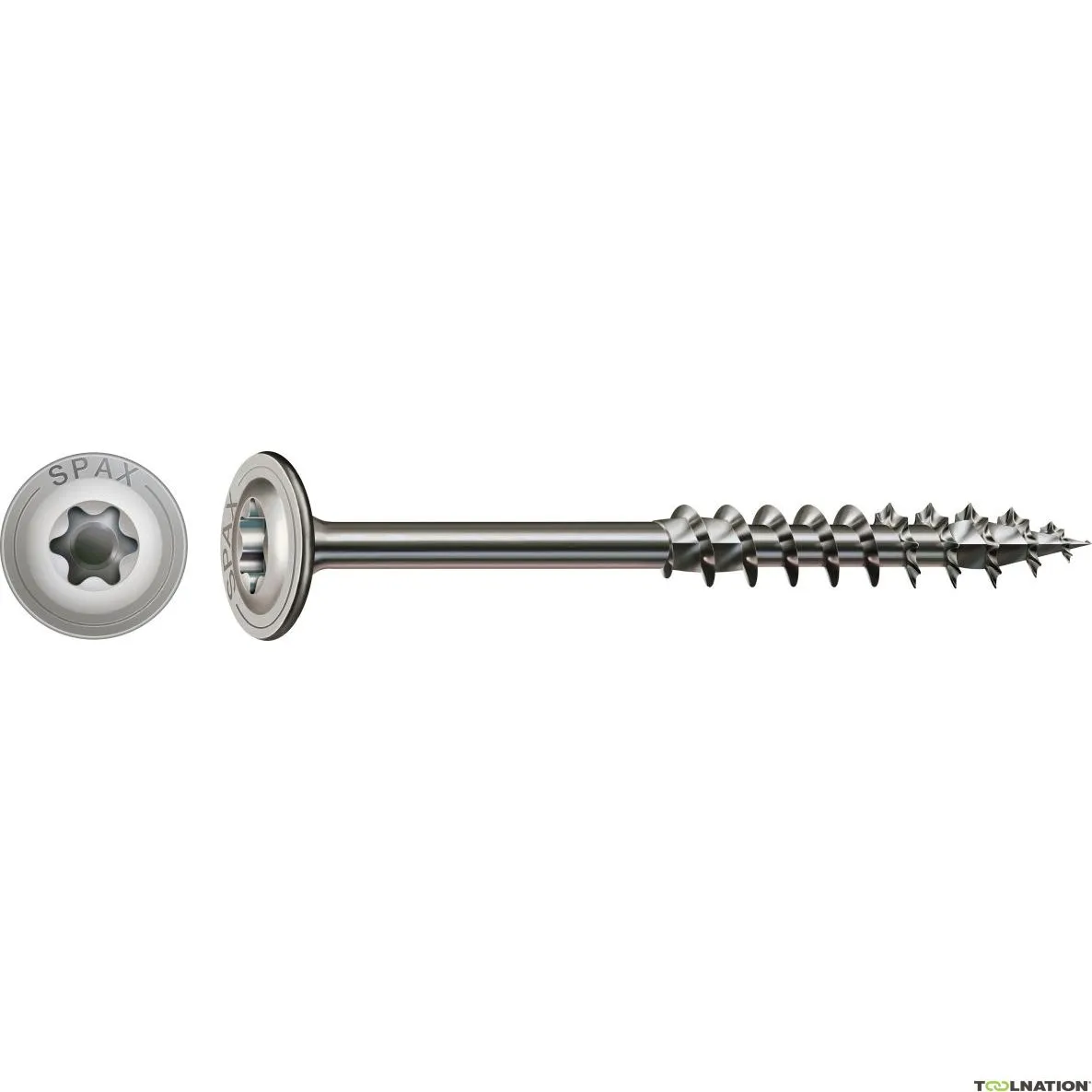 SPAX 0257000802005 Vite per costruzione in legno 8 x 200 mm, testa a disco, T-STAR PLUS T40, filettatura parziale, acciaio inox 