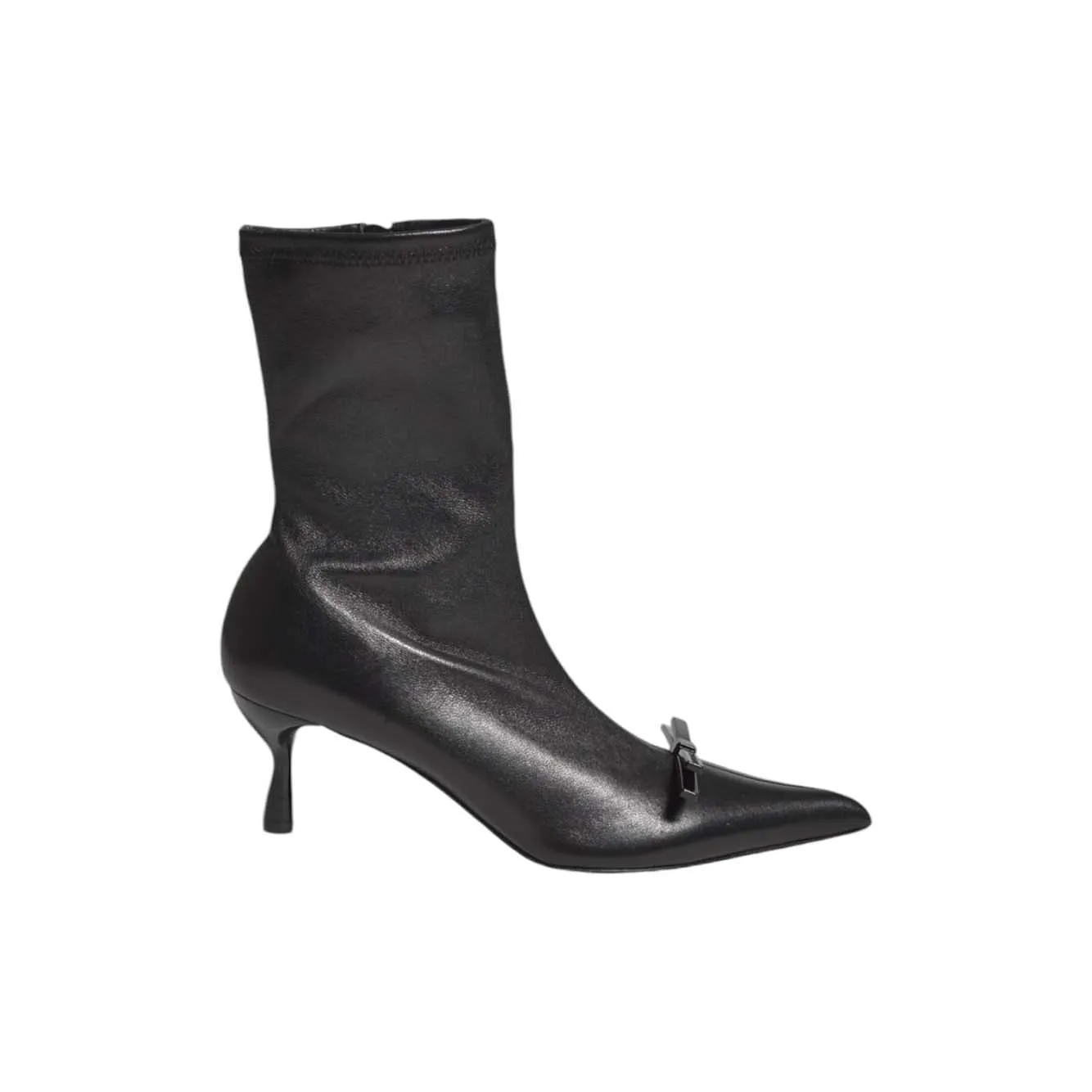 Stivaletti Bow in pelle nera con fiocco Lanvin