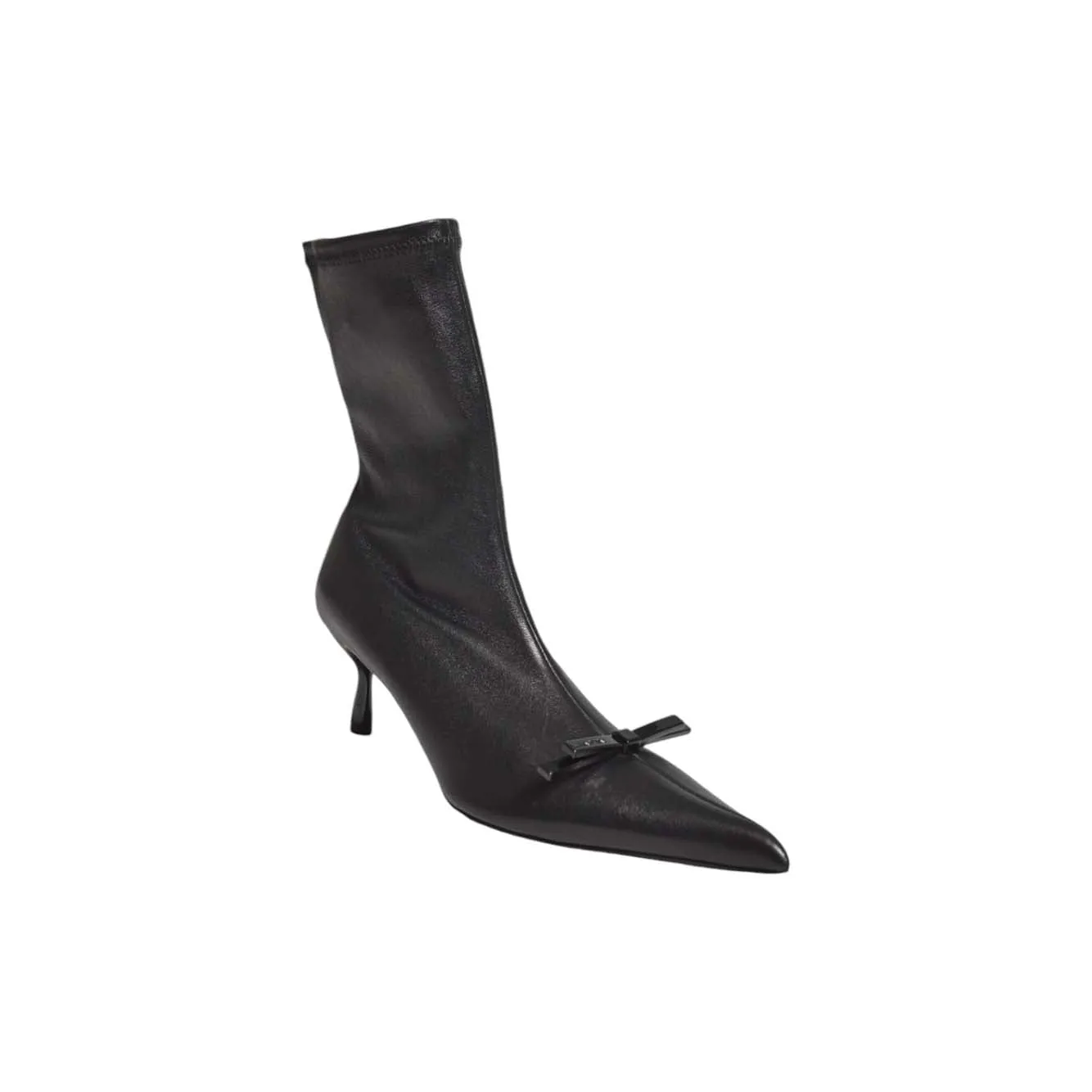 Stivaletti Bow in pelle nera con fiocco Lanvin