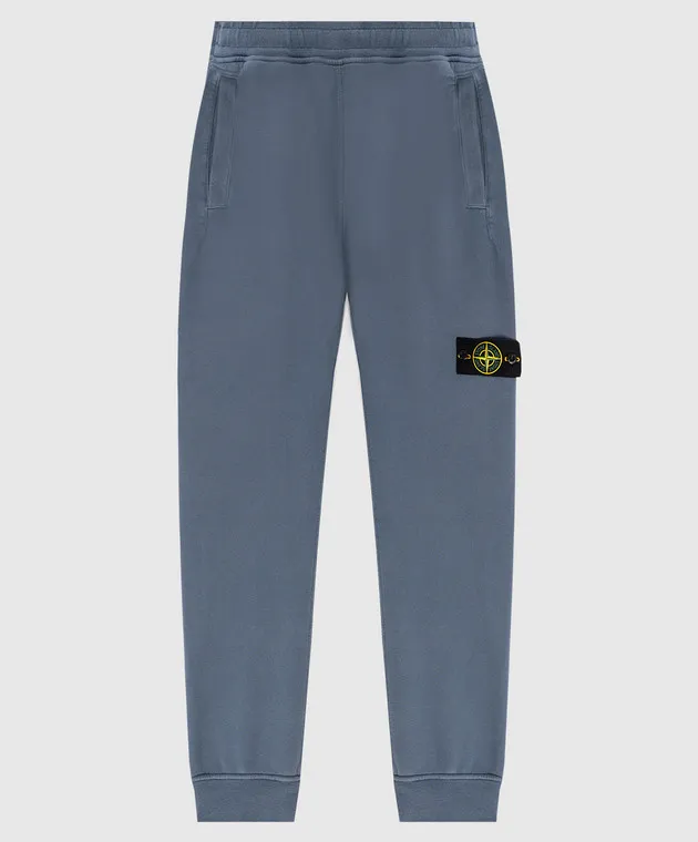 Stone Island Joggers blu con patch logo 811560920