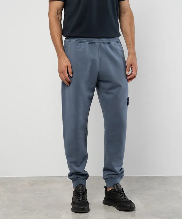 Stone Island Joggers blu con patch logo 811560920