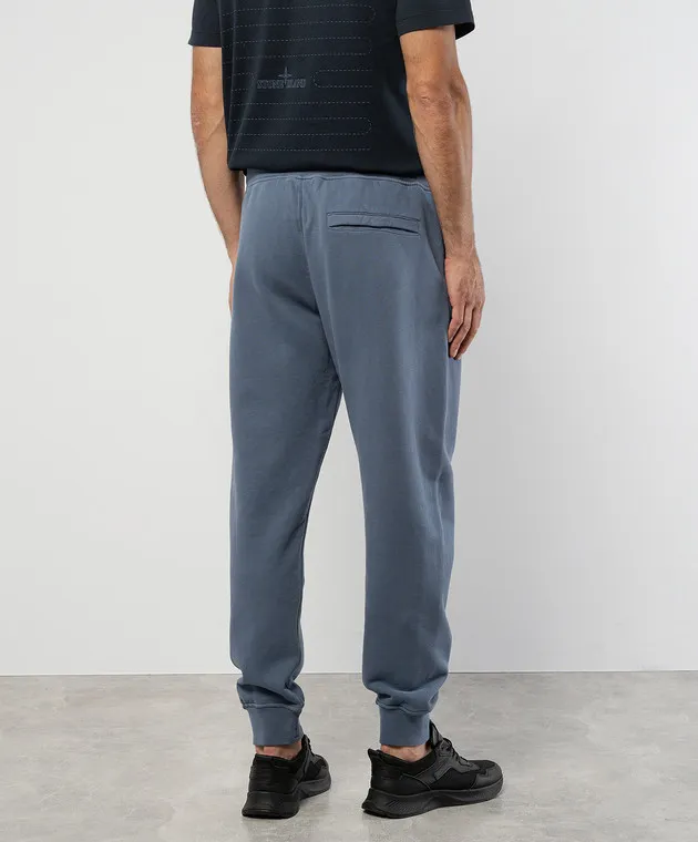 Stone Island Joggers blu con patch logo 811560920