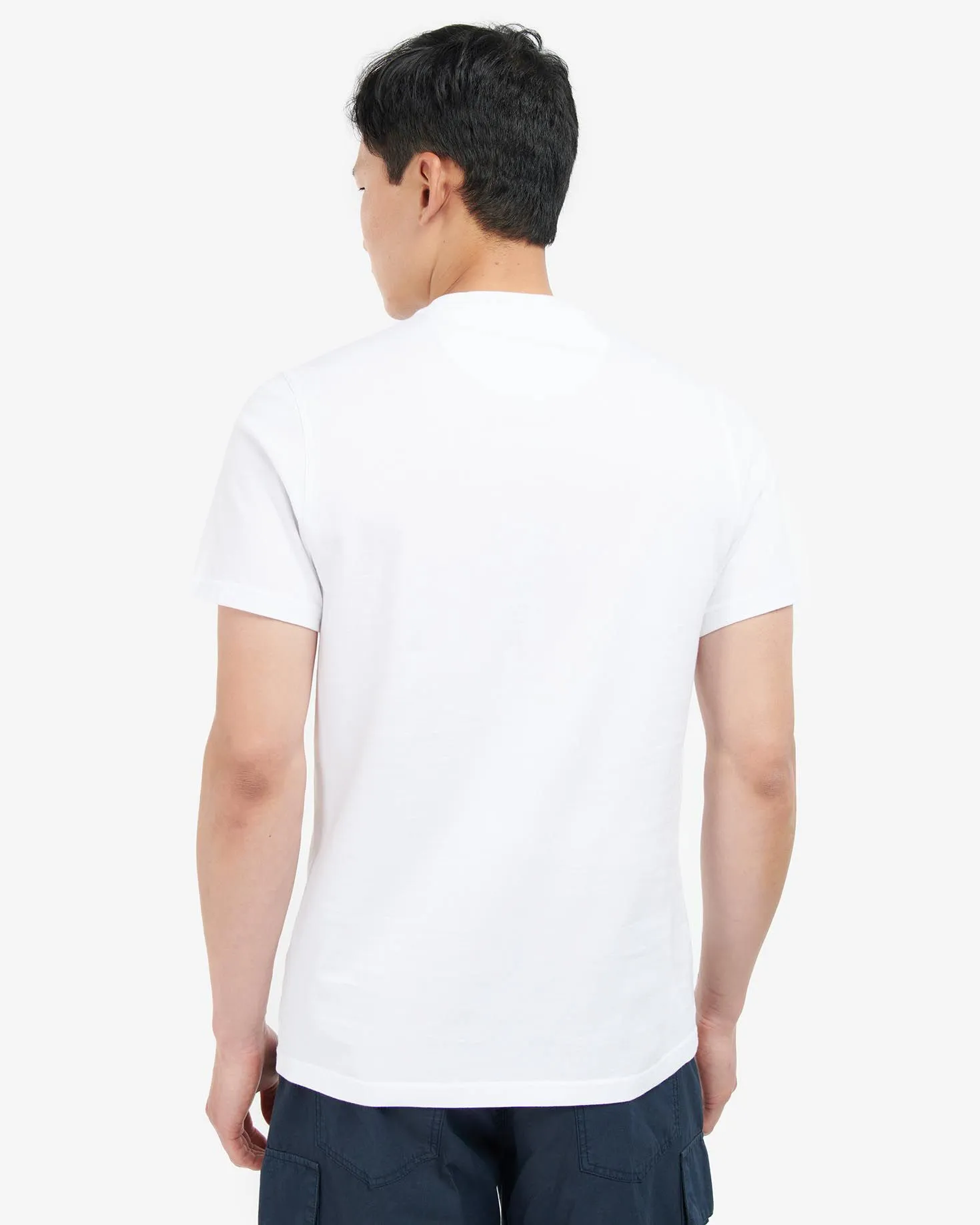 T-shirt bianca mezza manica con taschino e logo ricamato