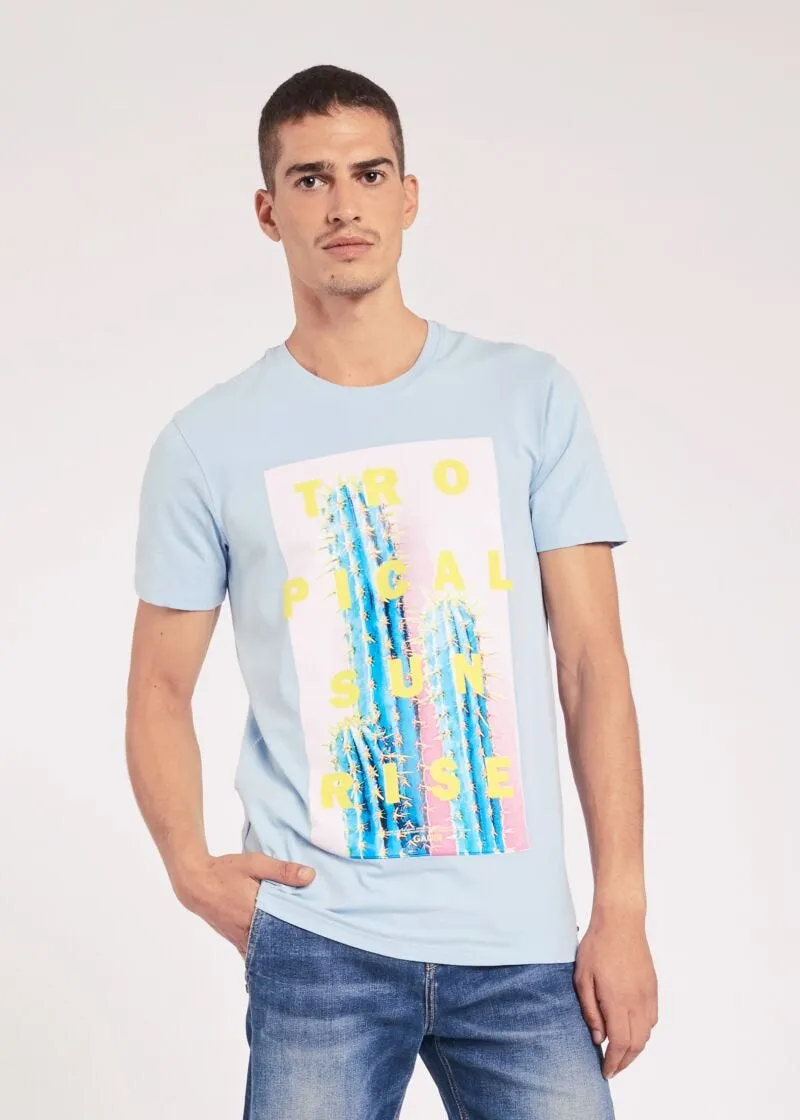 T-shirt con stampa tropicale