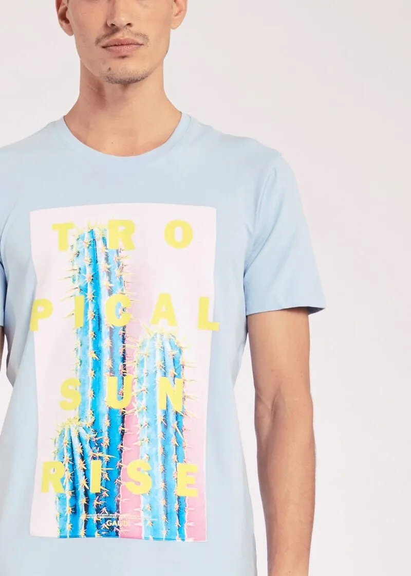 T-shirt con stampa tropicale