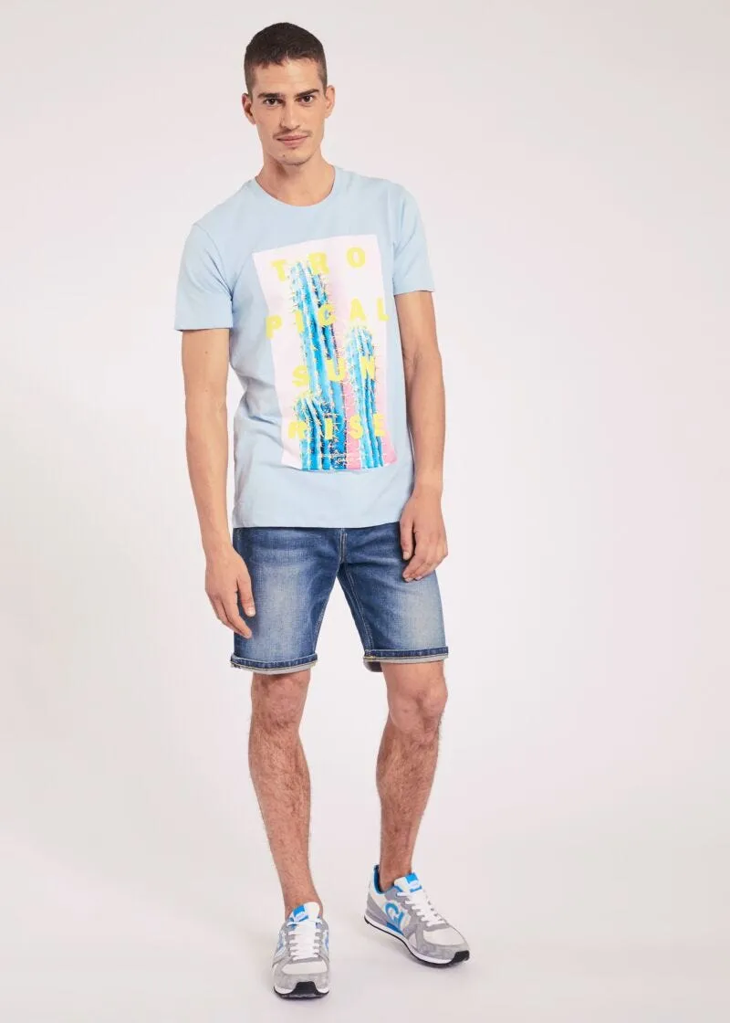 T-shirt con stampa tropicale