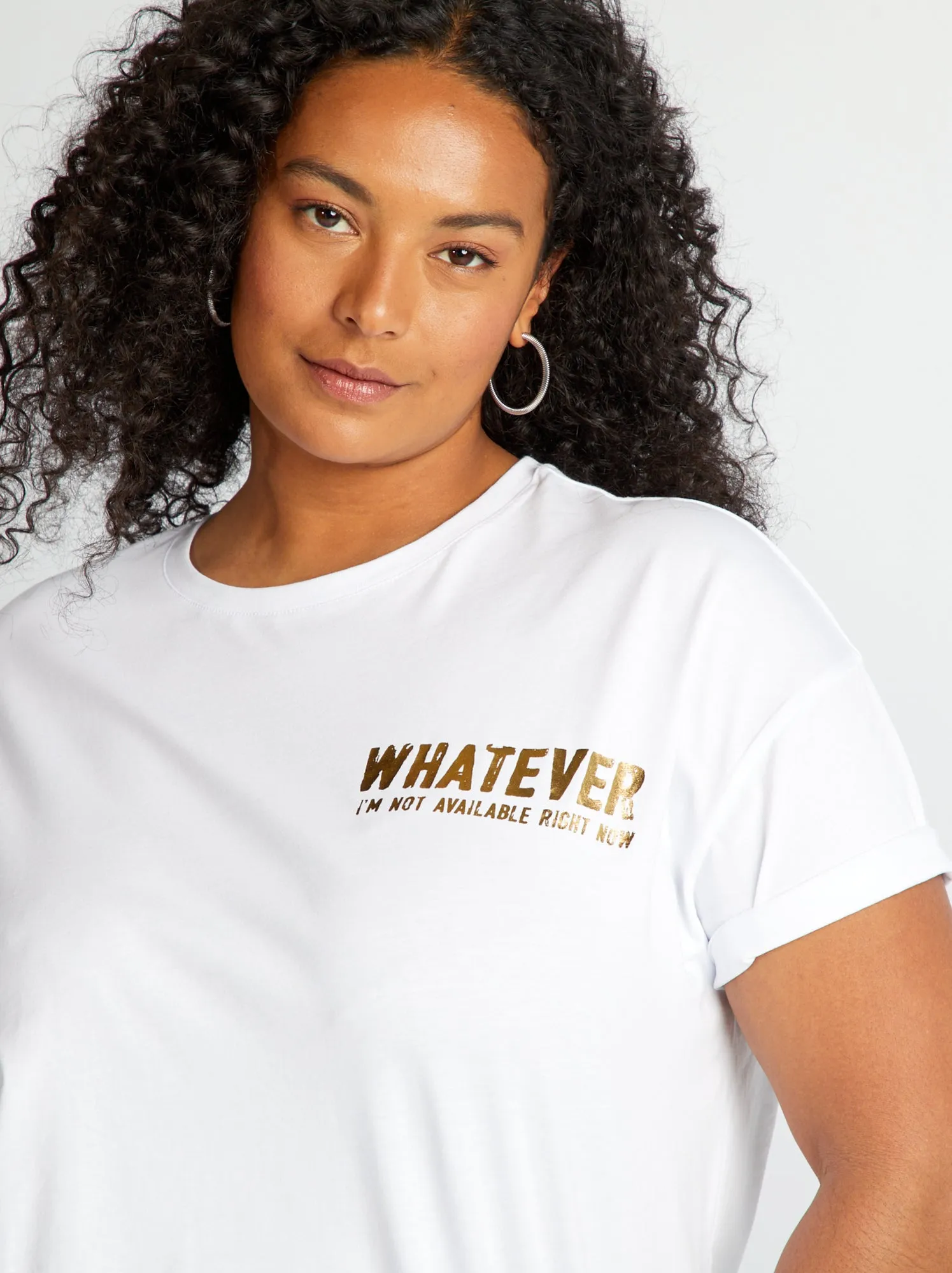 T-shirt stampata 'whatever' - bianco