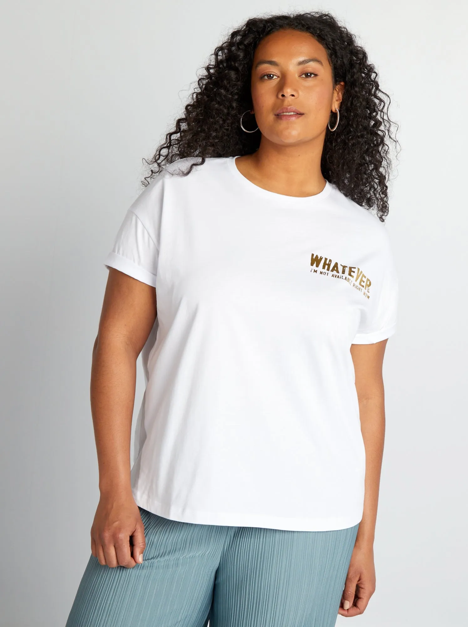 T-shirt stampata 'whatever' - bianco