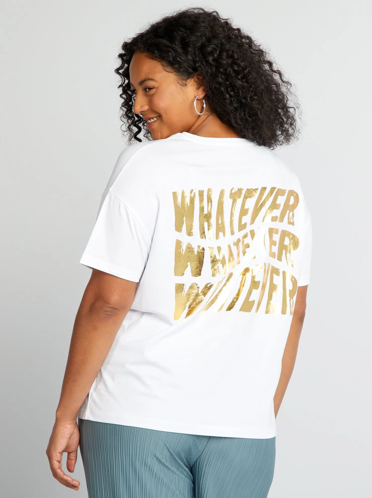 T-shirt stampata 'whatever' - bianco