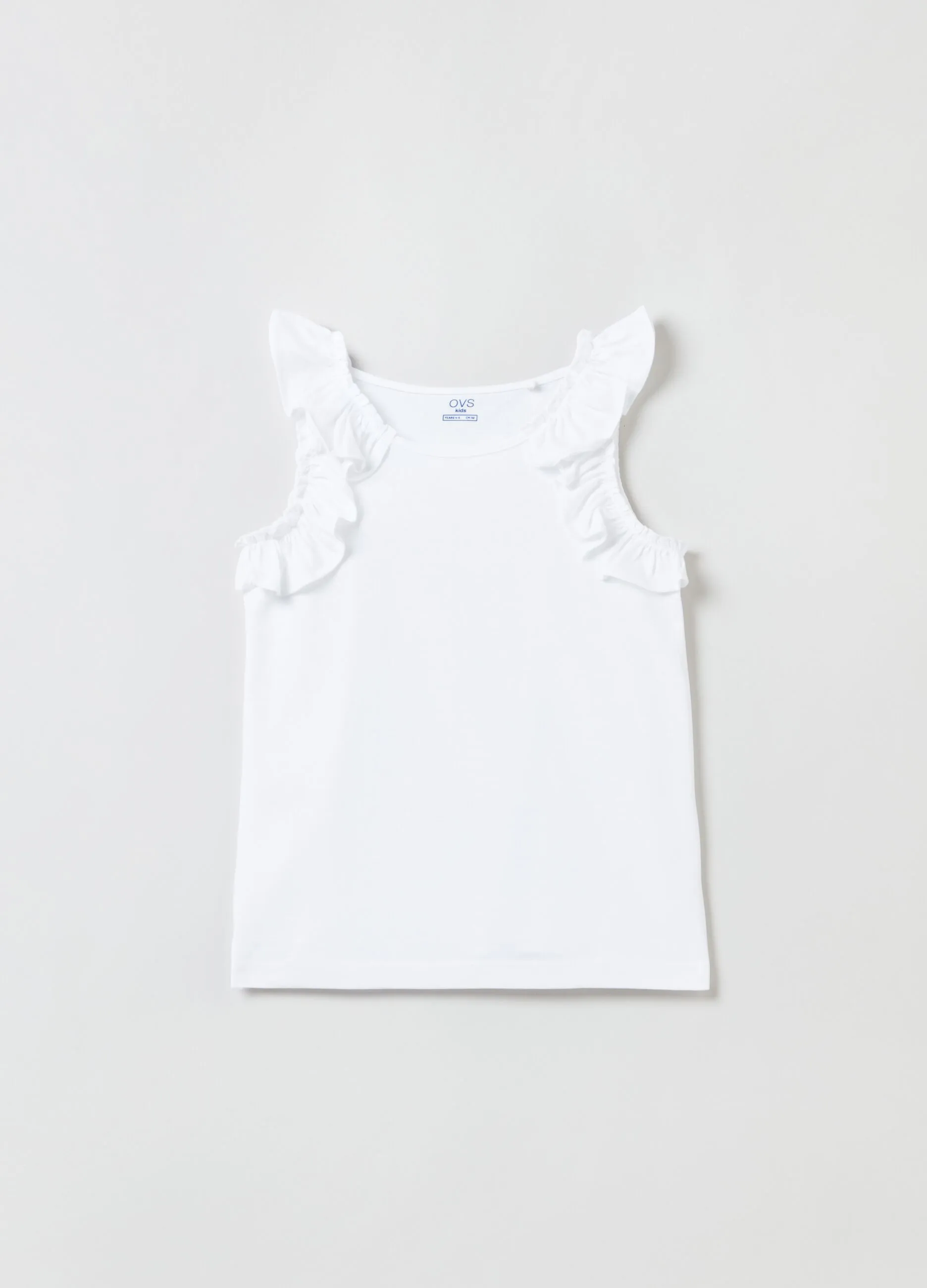 Tank top in cotone con rouches