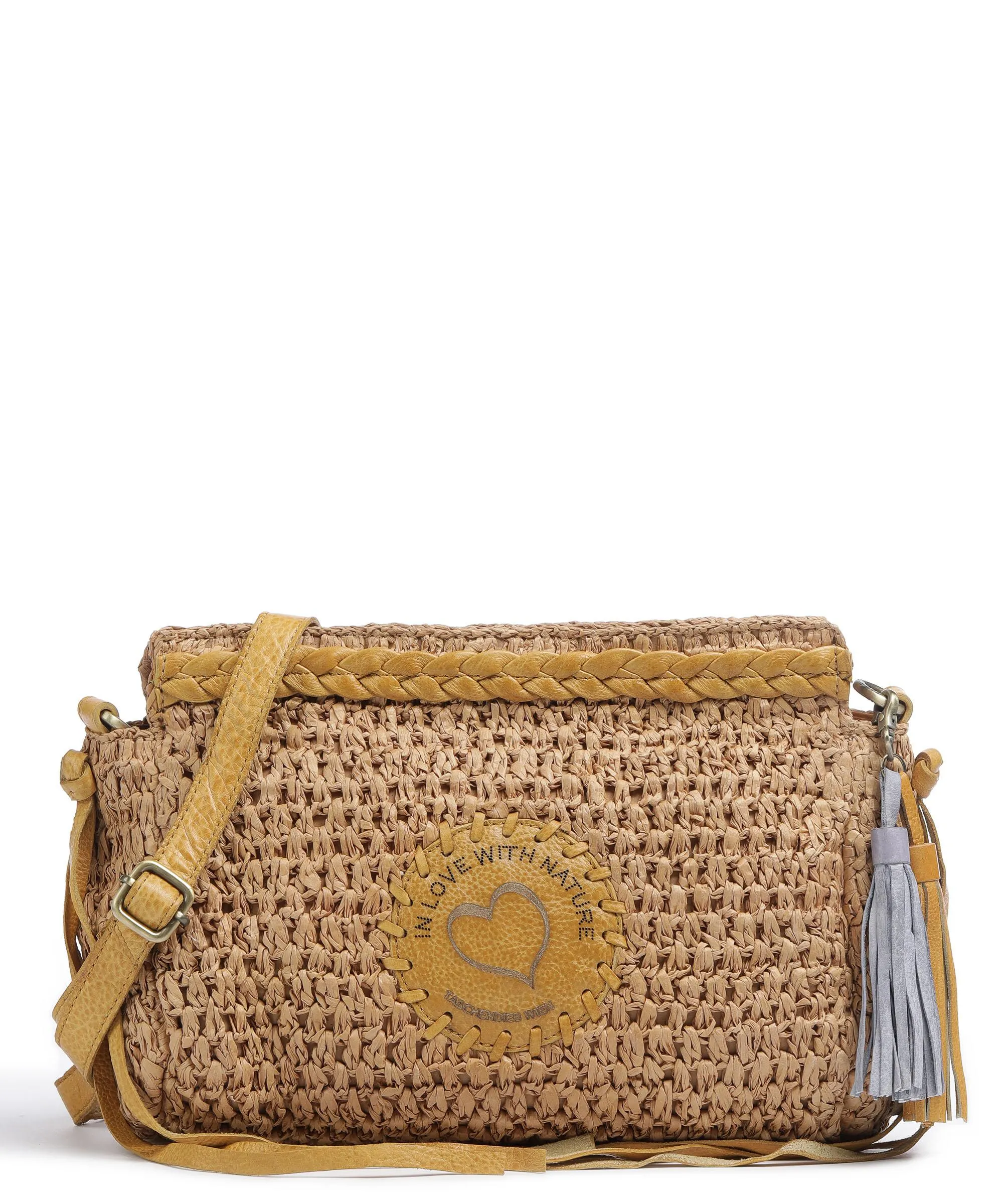  Taschendieb Wien Strandgasse 4 Borsa a zainetto pelle di vacchetta grana, libro beige/giallo  