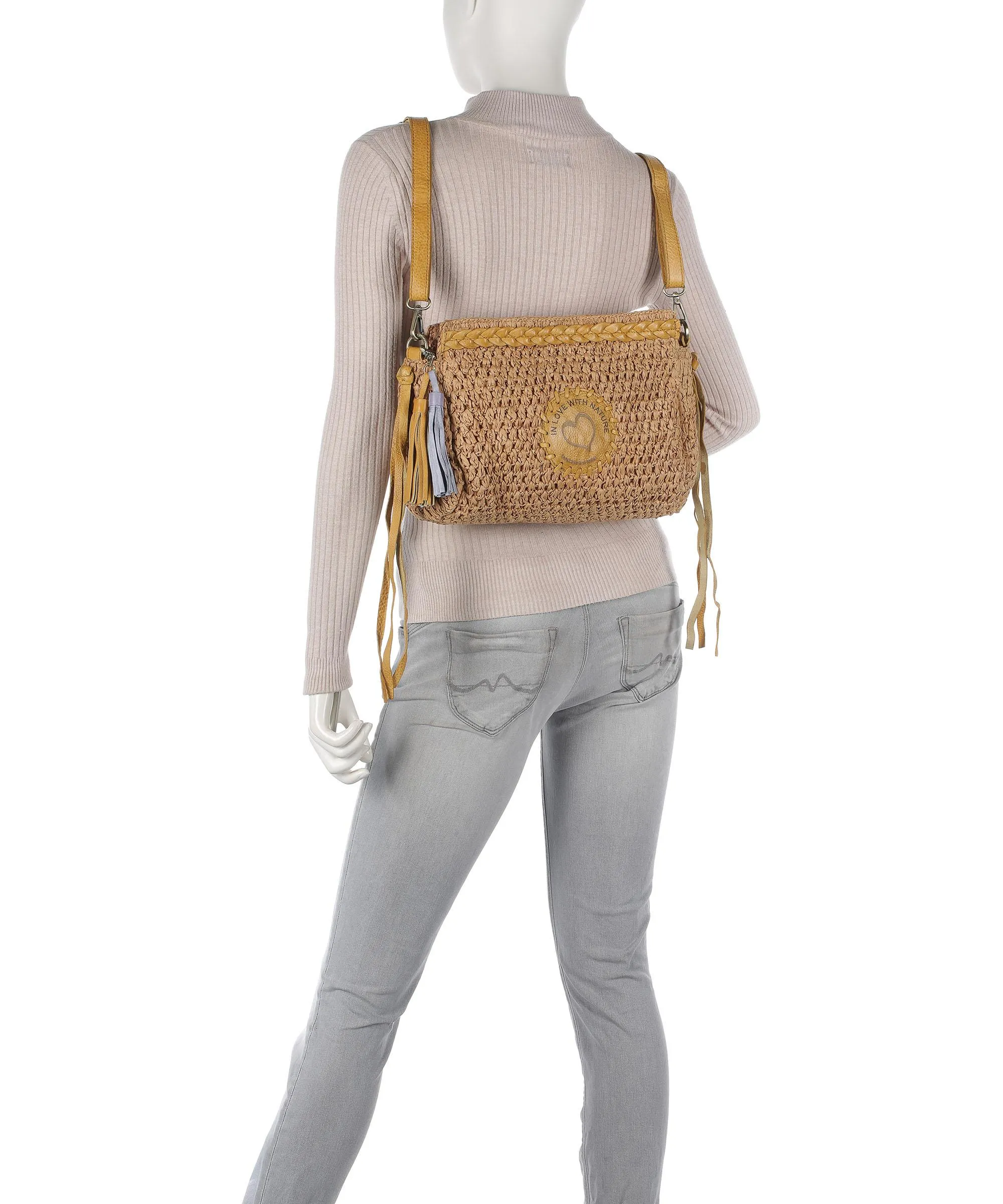  Taschendieb Wien Strandgasse 4 Borsa a zainetto pelle di vacchetta grana, libro beige/giallo  