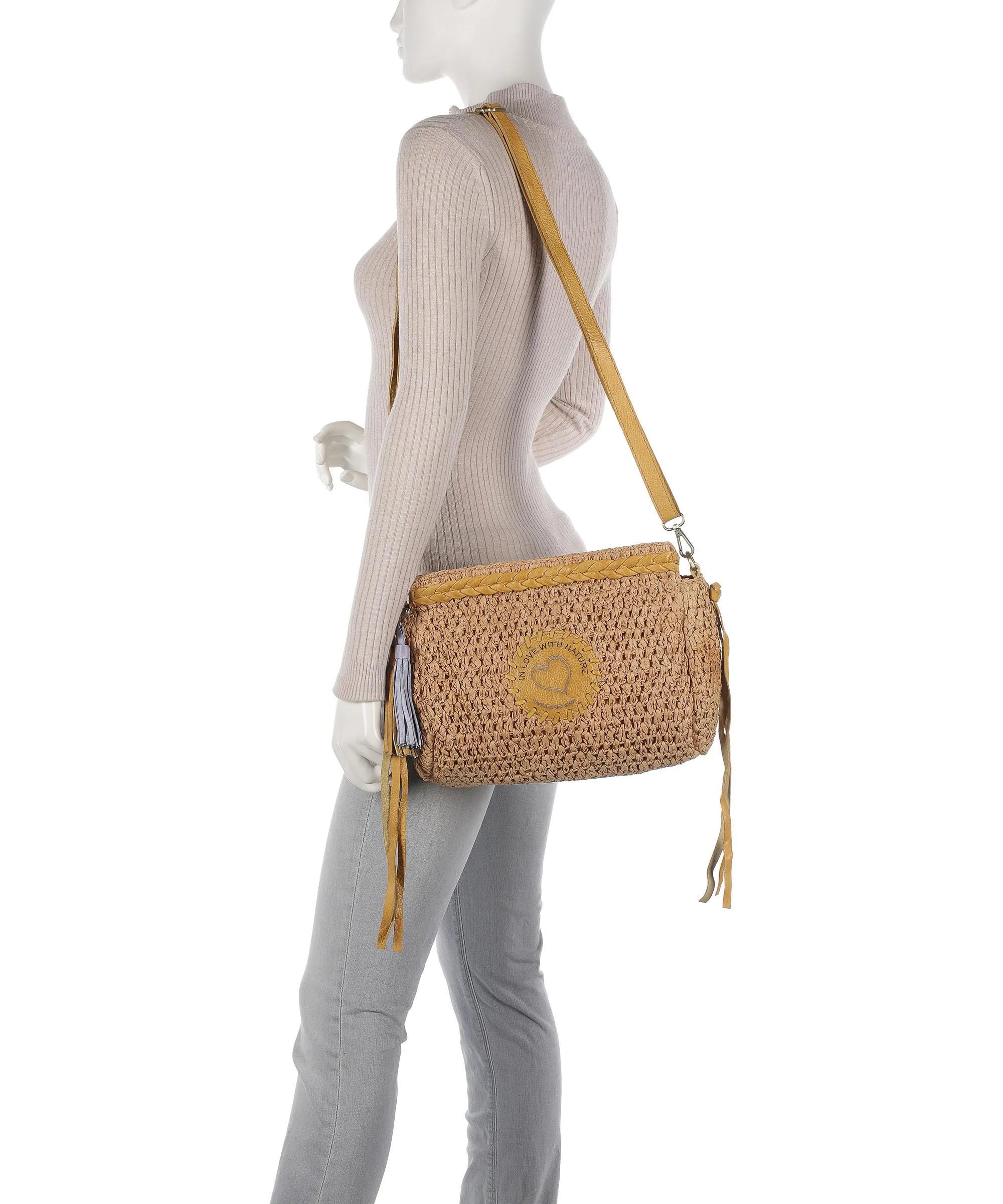 Taschendieb Wien Strandgasse 4 Borsa a zainetto pelle di vacchetta grana, libro beige/giallo  