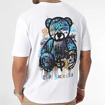 Tee Shirt Oversize Large Art Series Dripping Blue White