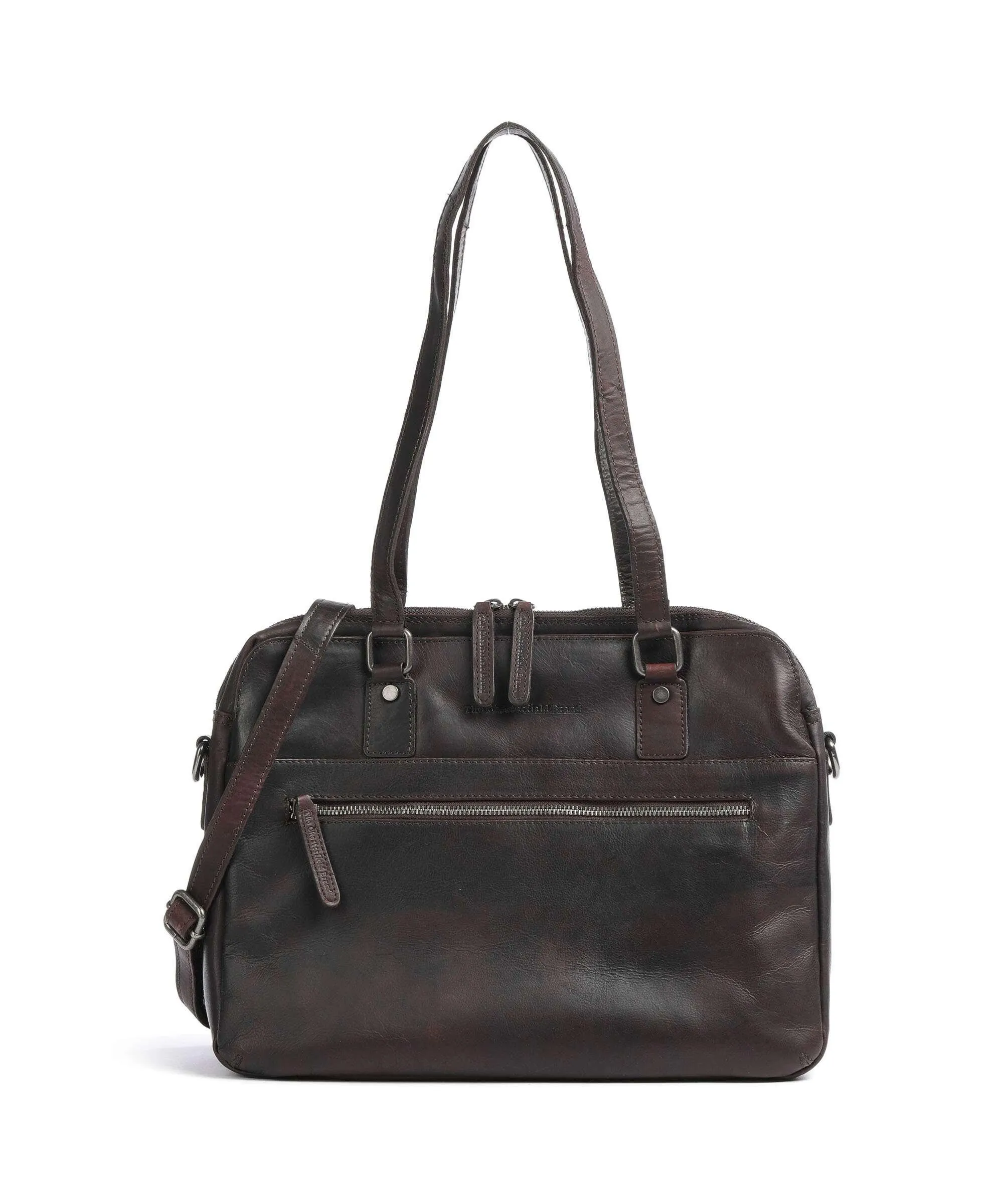  The Chesterfield Brand Cow Wax Pull Up Bergamo Borsa a spalla 13″ pelle di vacchetta pull-up marrone scuro  
