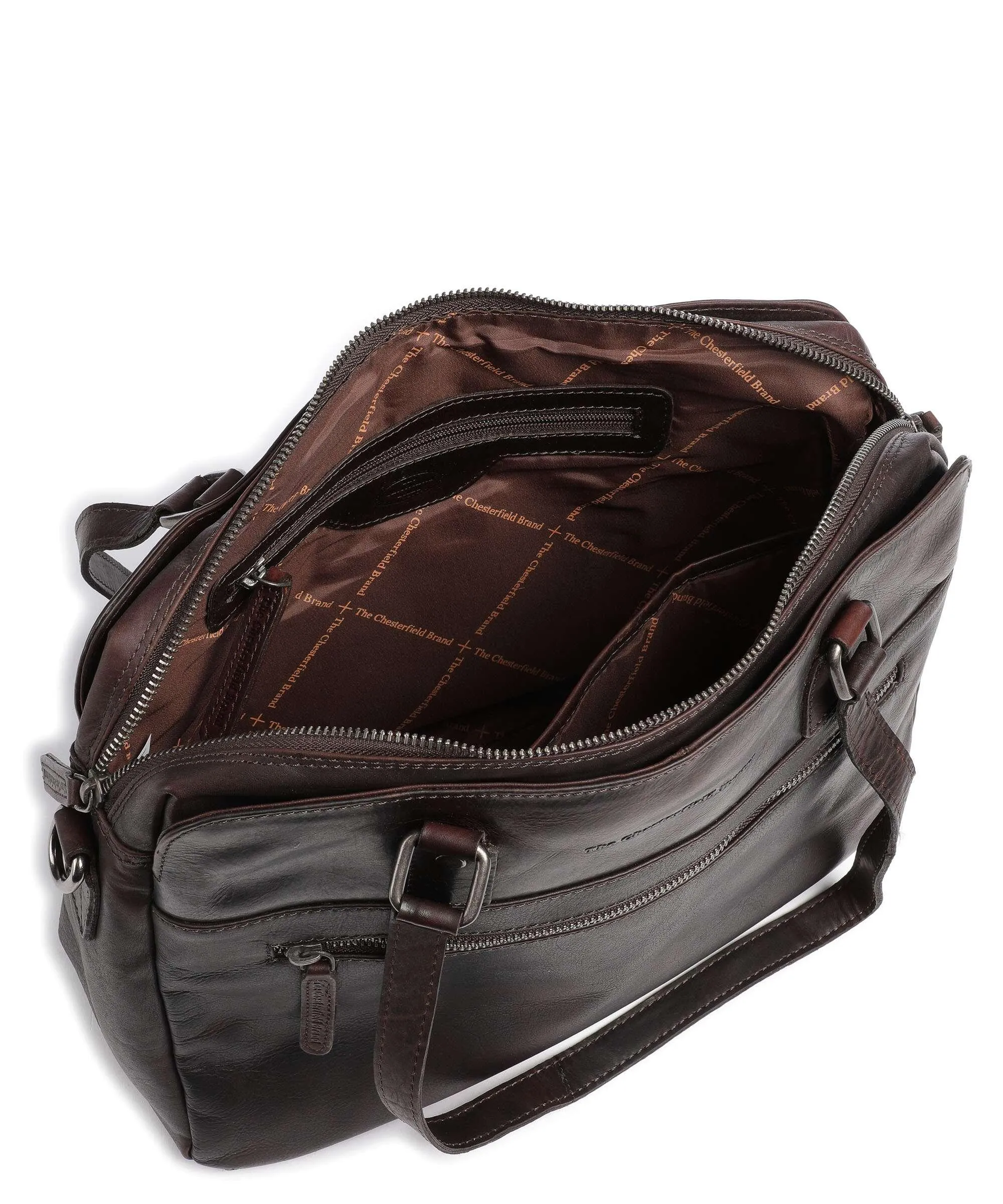  The Chesterfield Brand Cow Wax Pull Up Bergamo Borsa a spalla 13″ pelle di vacchetta pull-up marrone scuro  