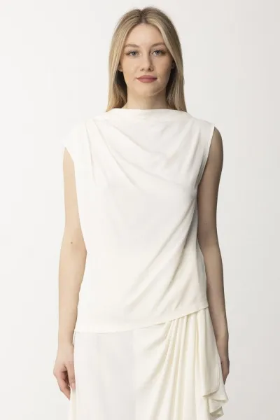 Top con pieghe asimmetrico Maika Ivory